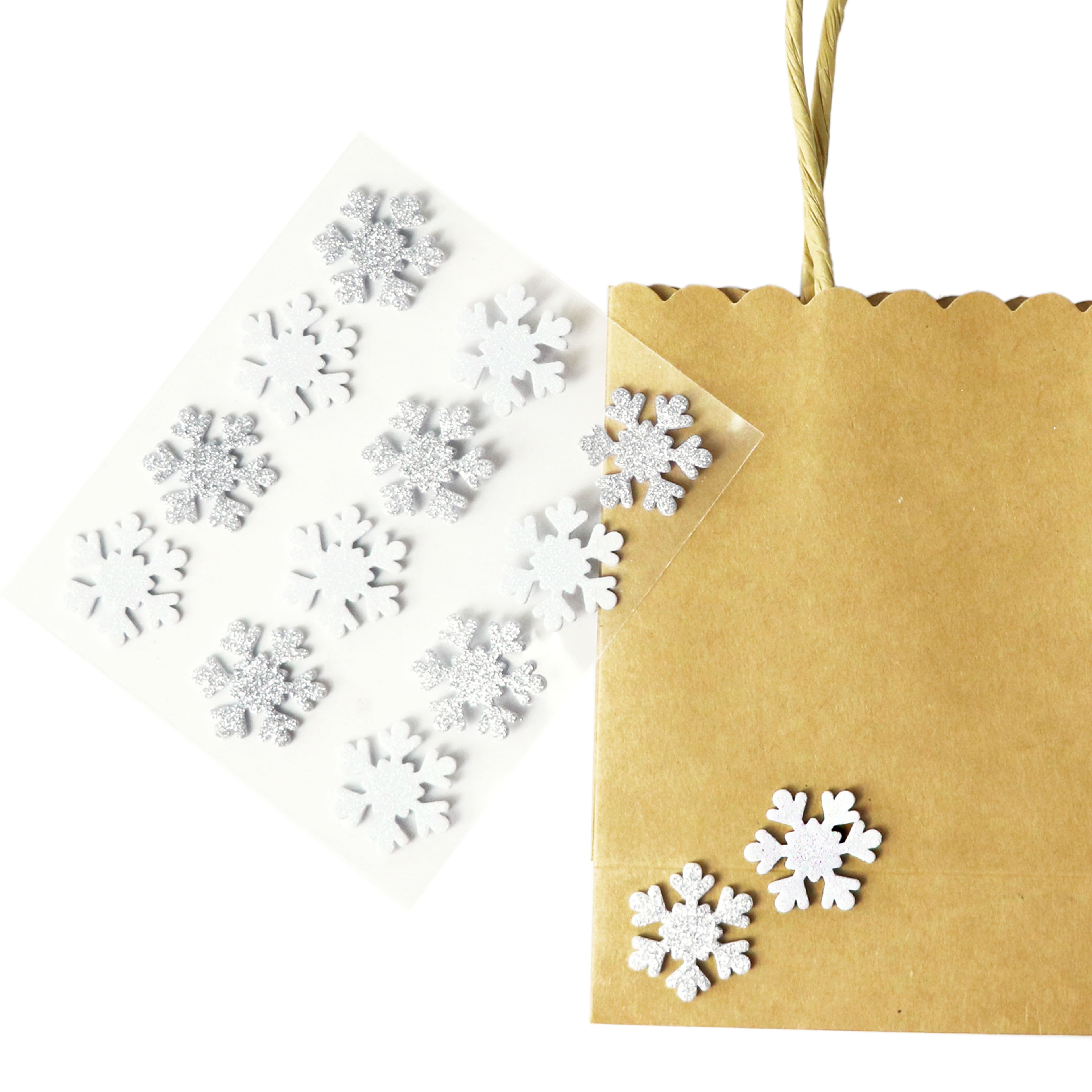 White &#x26; Silver Glitter Snowflake Dimensional Stickers by Recollections&#x2122;