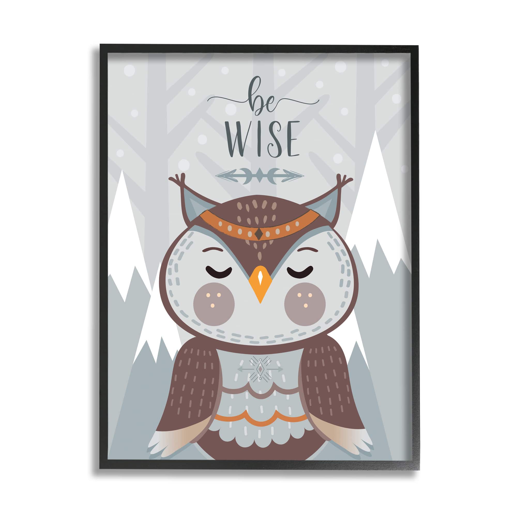 Stupell Industries Be Wise Loveable Owl Black Frame Wall Art