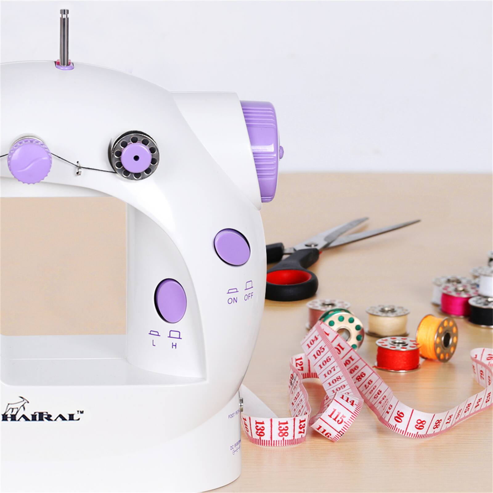 Haitral™ Lavender Flex-Speed Double-Thread Cordless Sewing Machine with Built-In Table