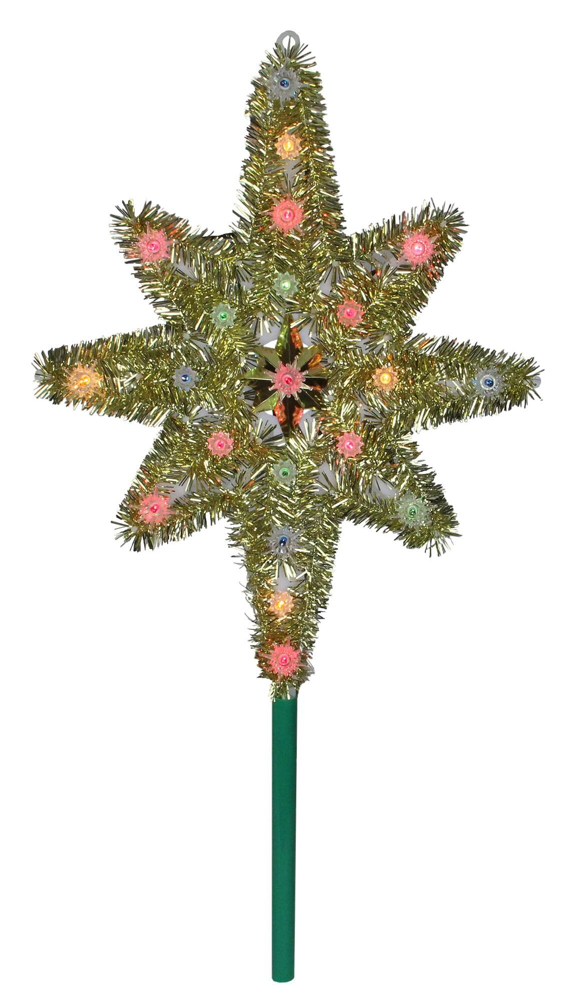 21&#x22; Lighted Gold Star of Bethlehem Christmas Tree Topper - Multicolor Lights