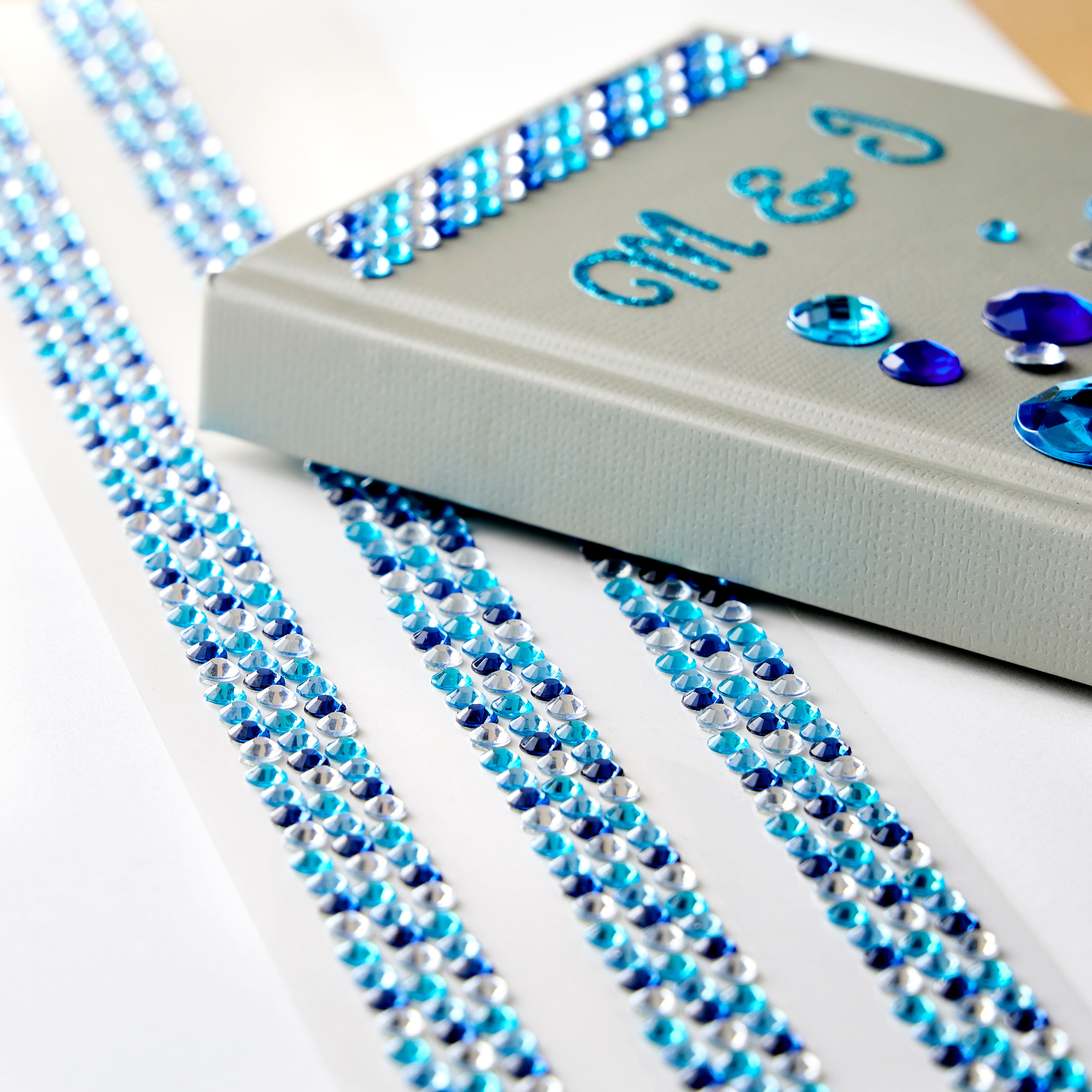 12 Packs: 3 ct. (36 total) Blue &#x26; White Rhinestone Borders by Recollections&#x2122;