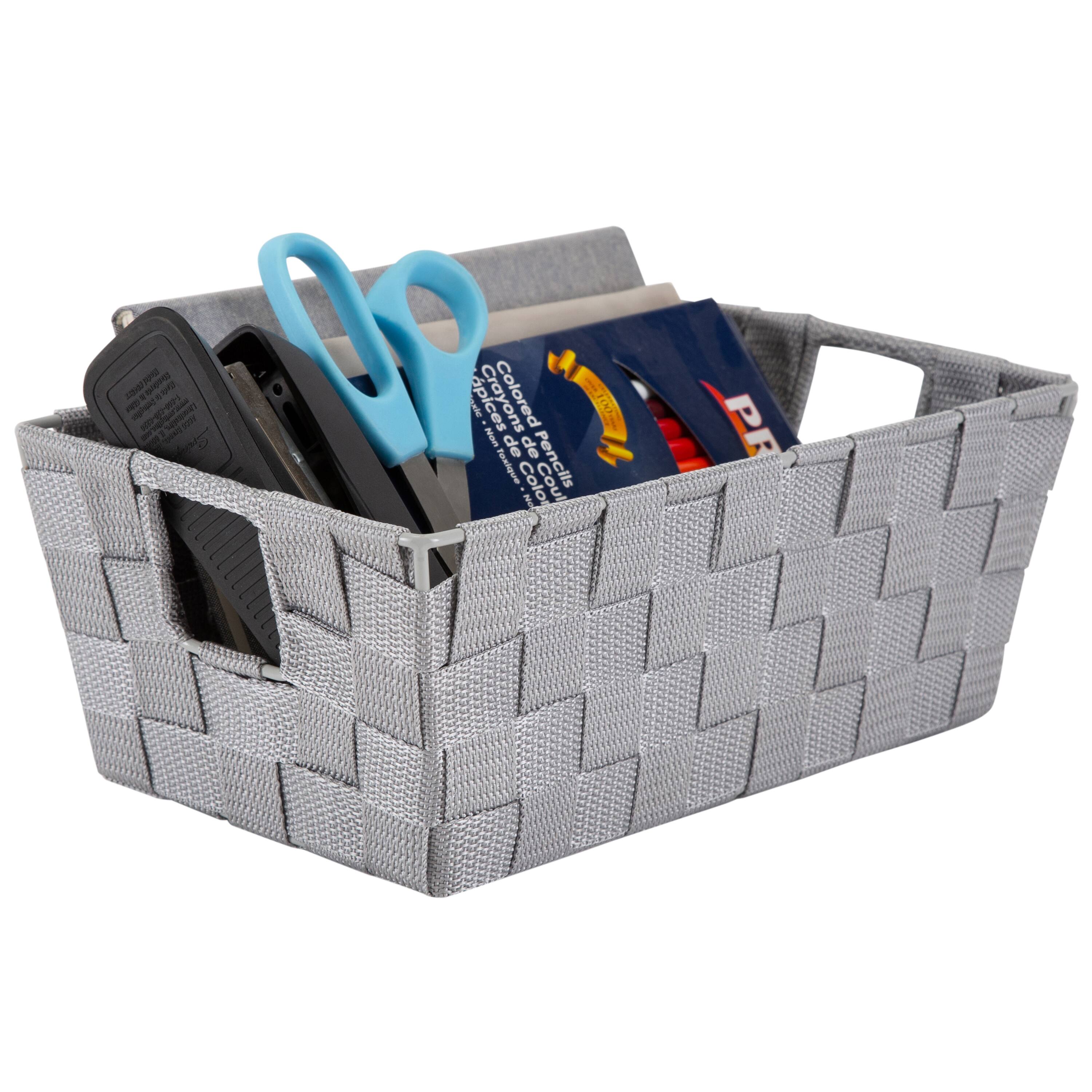 Simplify Small Grey Woven Storage Shelf Baskets, 2ct.