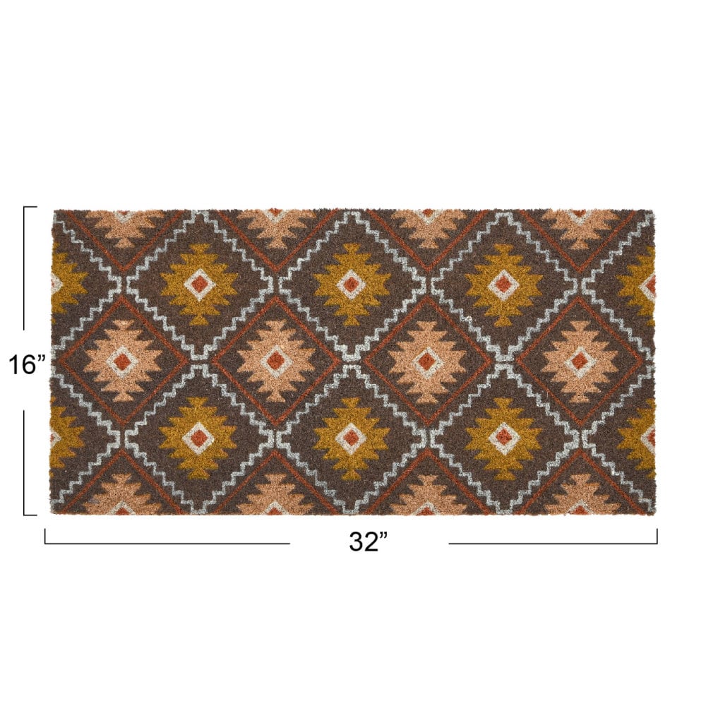 Multicolor Geometric Print Coir Doormat