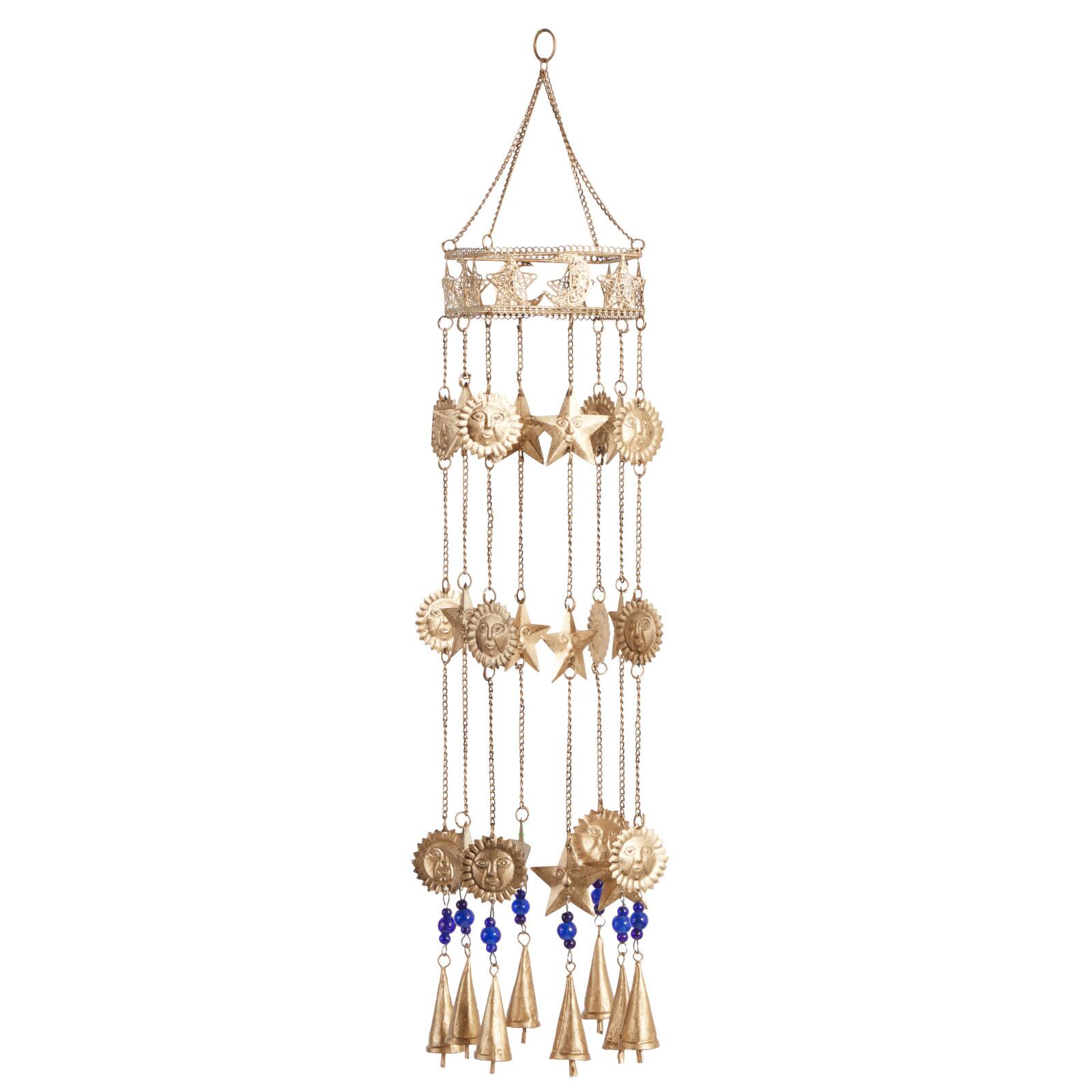 32" Gold Metal Traditional Sun & Stars Wind Chime