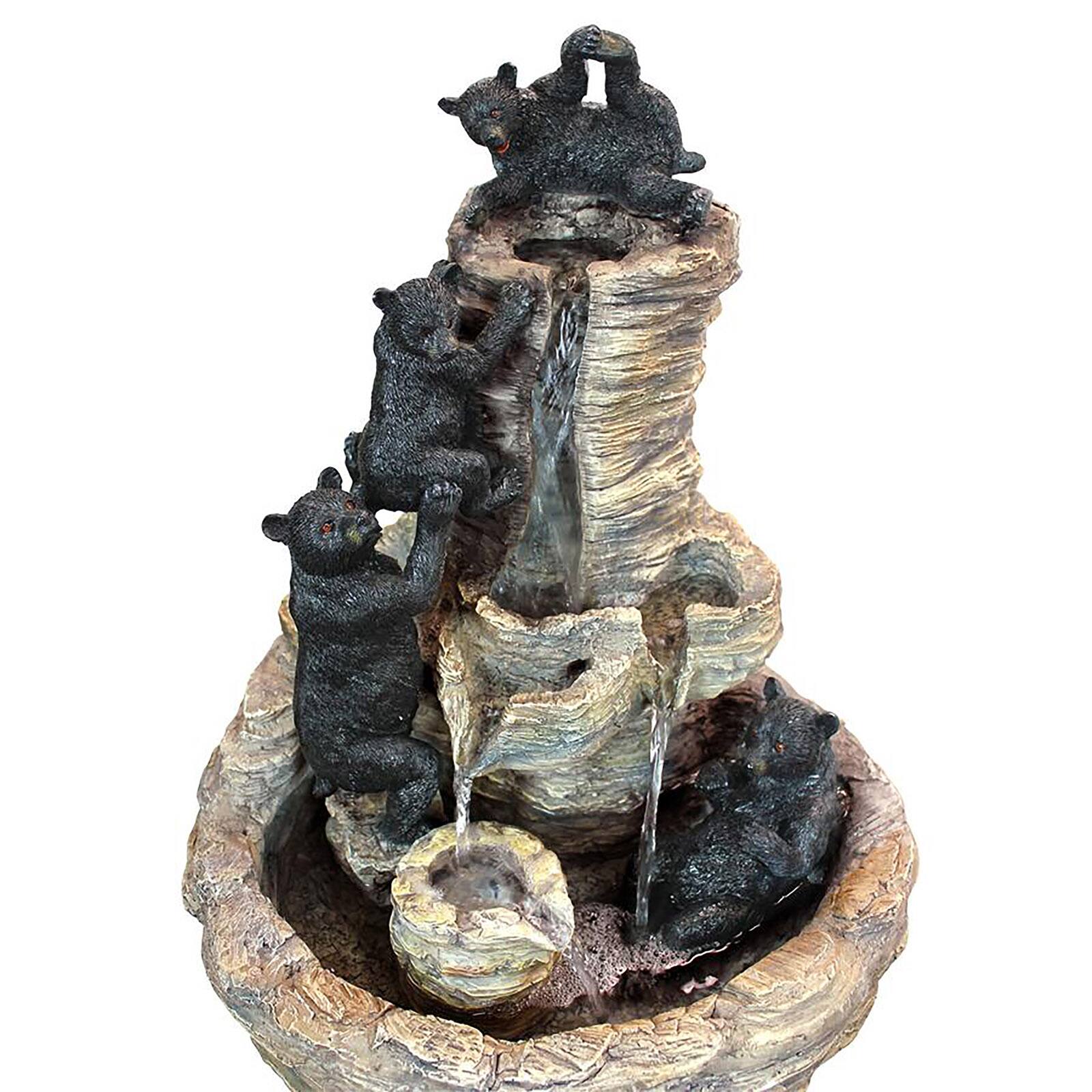 27&#x22; Rocky Mountain Splash Black Bears Garden Fountain