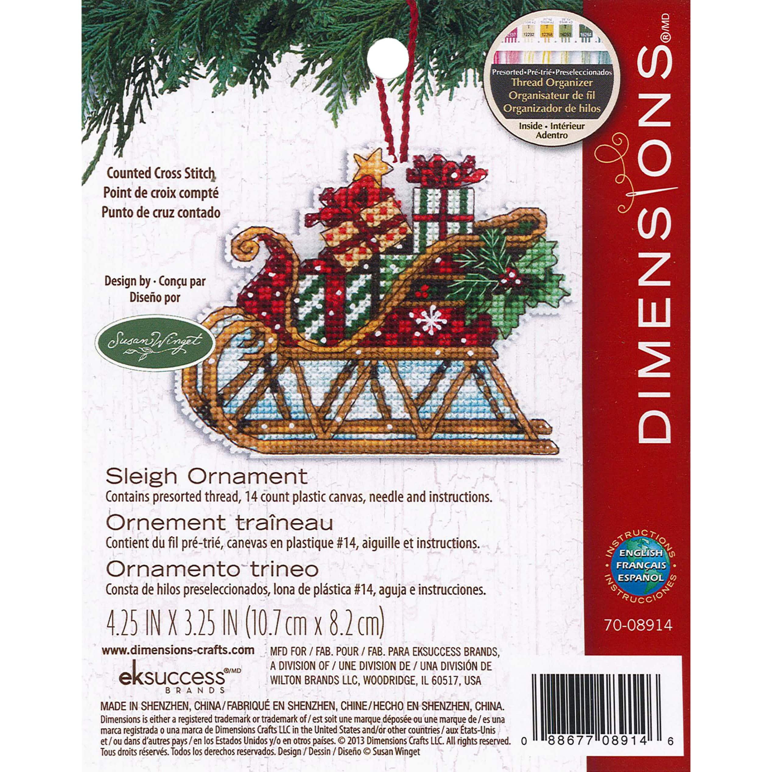 Dimensions Sleigh Ornament Cross Stitch Kit