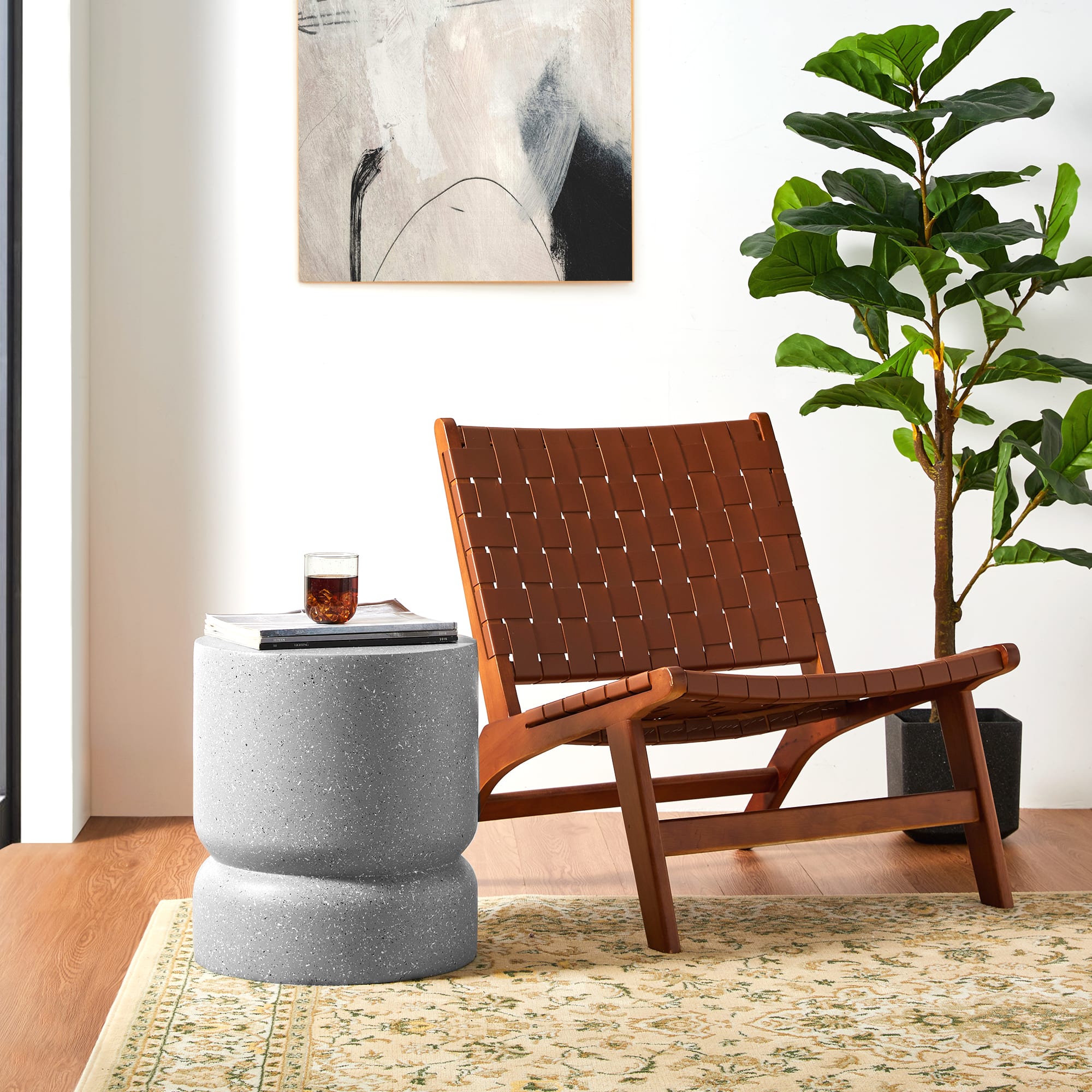 Glitzhome® 17" Multifunctional Faux Terrazzo Stool