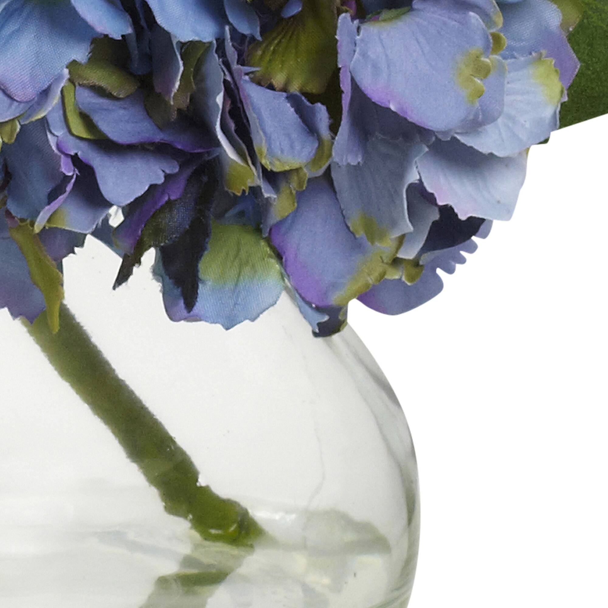 8.5" Blue Blooming Hydrangea in Glass Vase