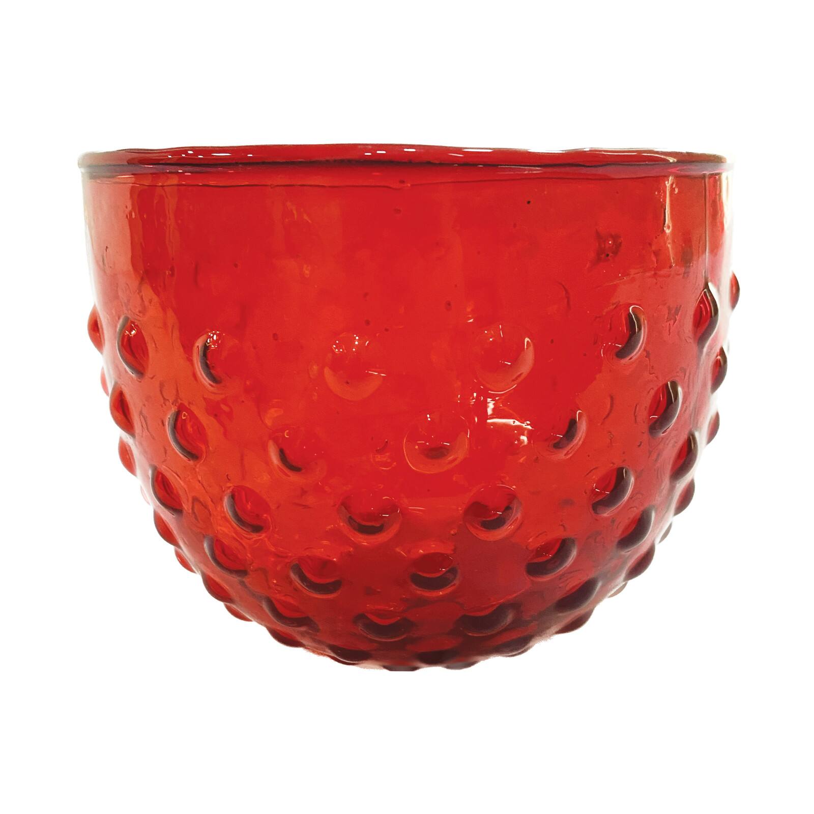 Hello Honey® 4" Red Glass Hobnail Bowl & Votive Holder