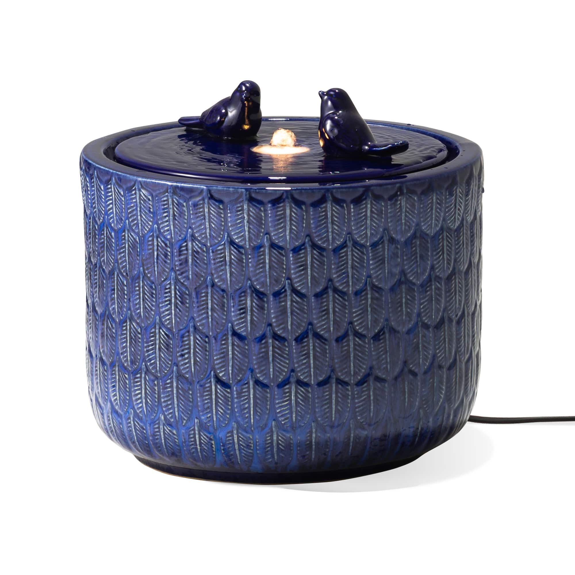 Glitzhome® 15" LED Bird Cylindrical Ceramic Fountain