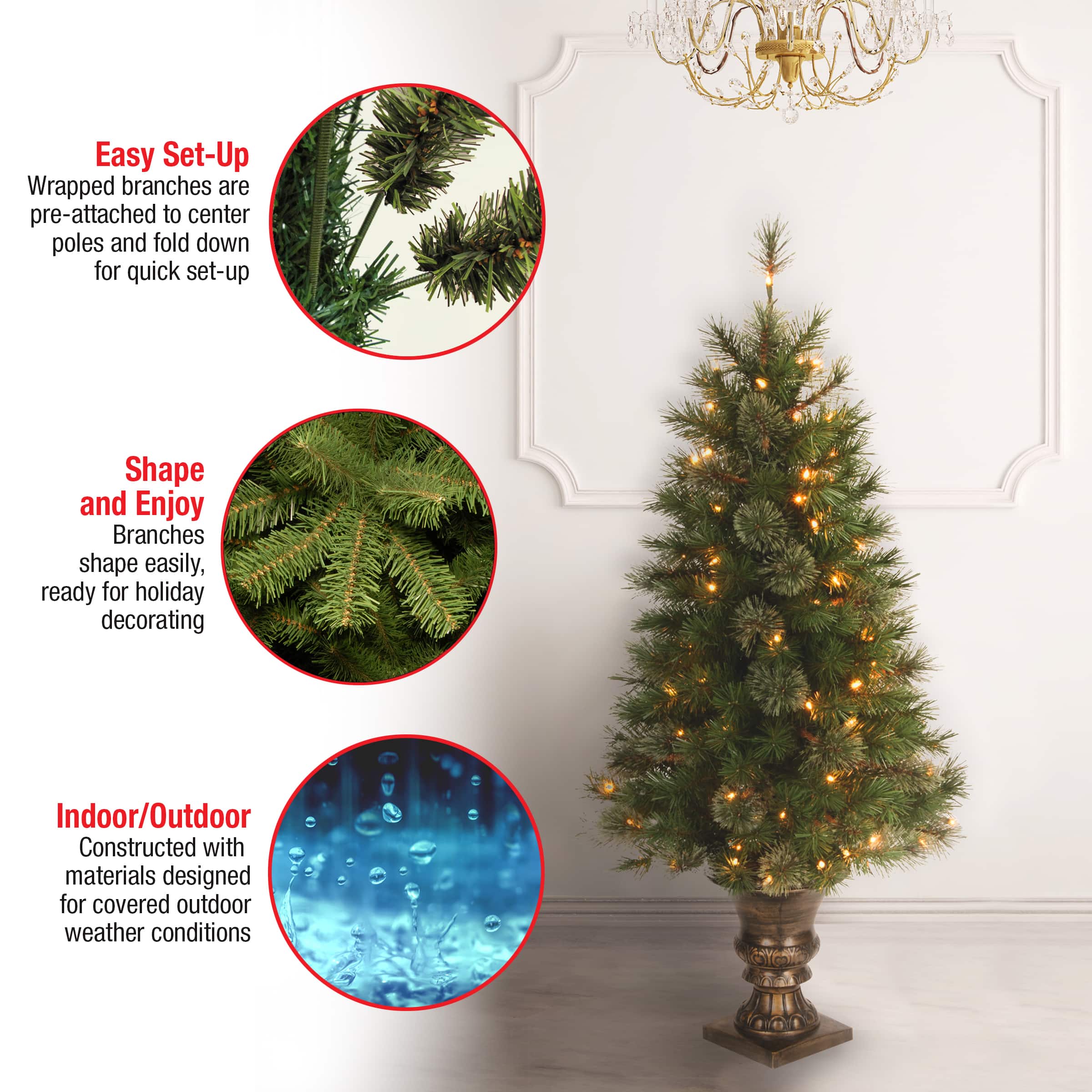 4ft. Prelit Atlanta Spruce Artificial Christmas Tree, Clear Lights