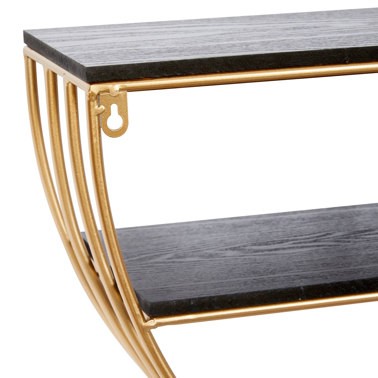 28" Gold Wood Contemporary Wall Shelf