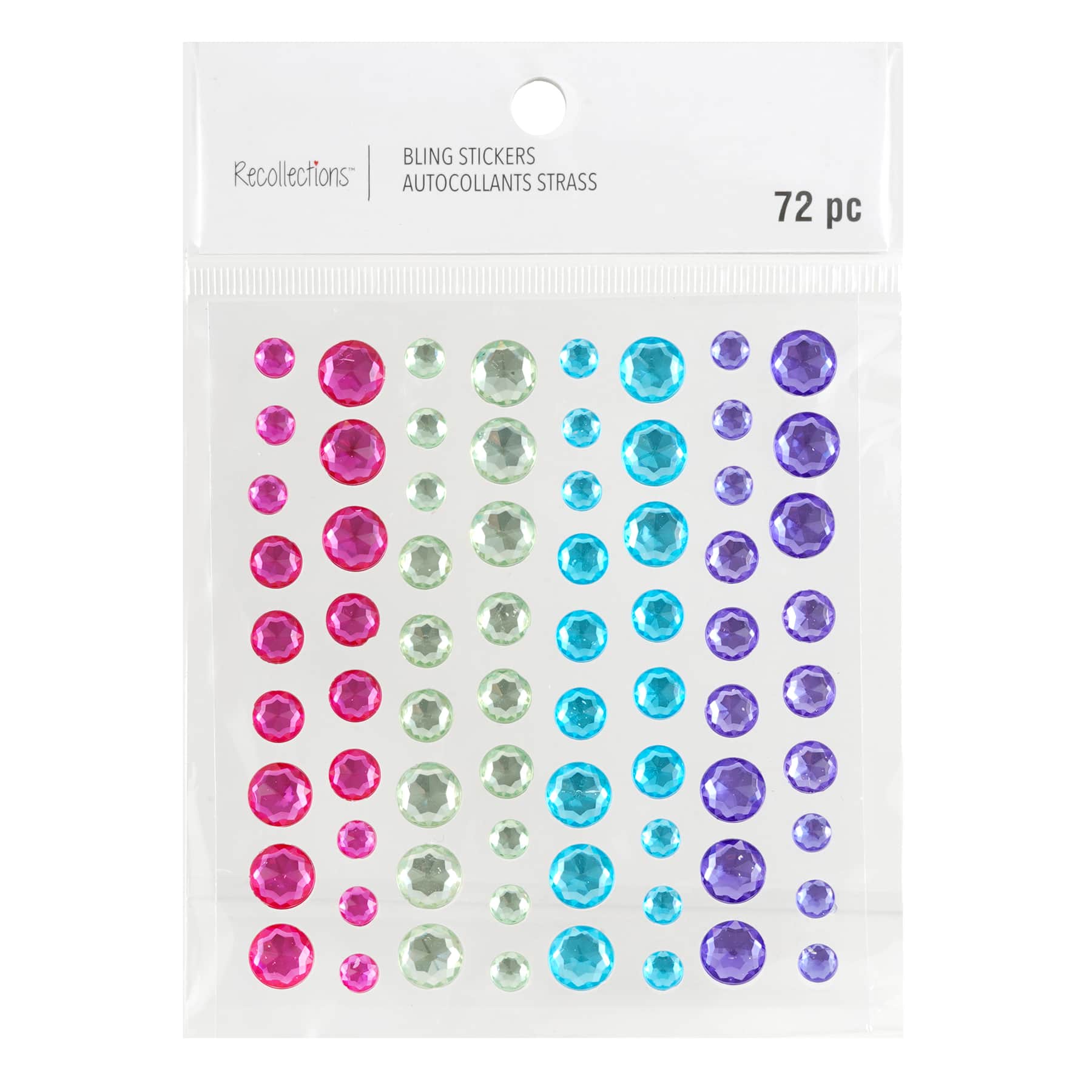 12 Packs: 72 ct. (864 total) Multicolored Rhinestone Stickers by Recollections™