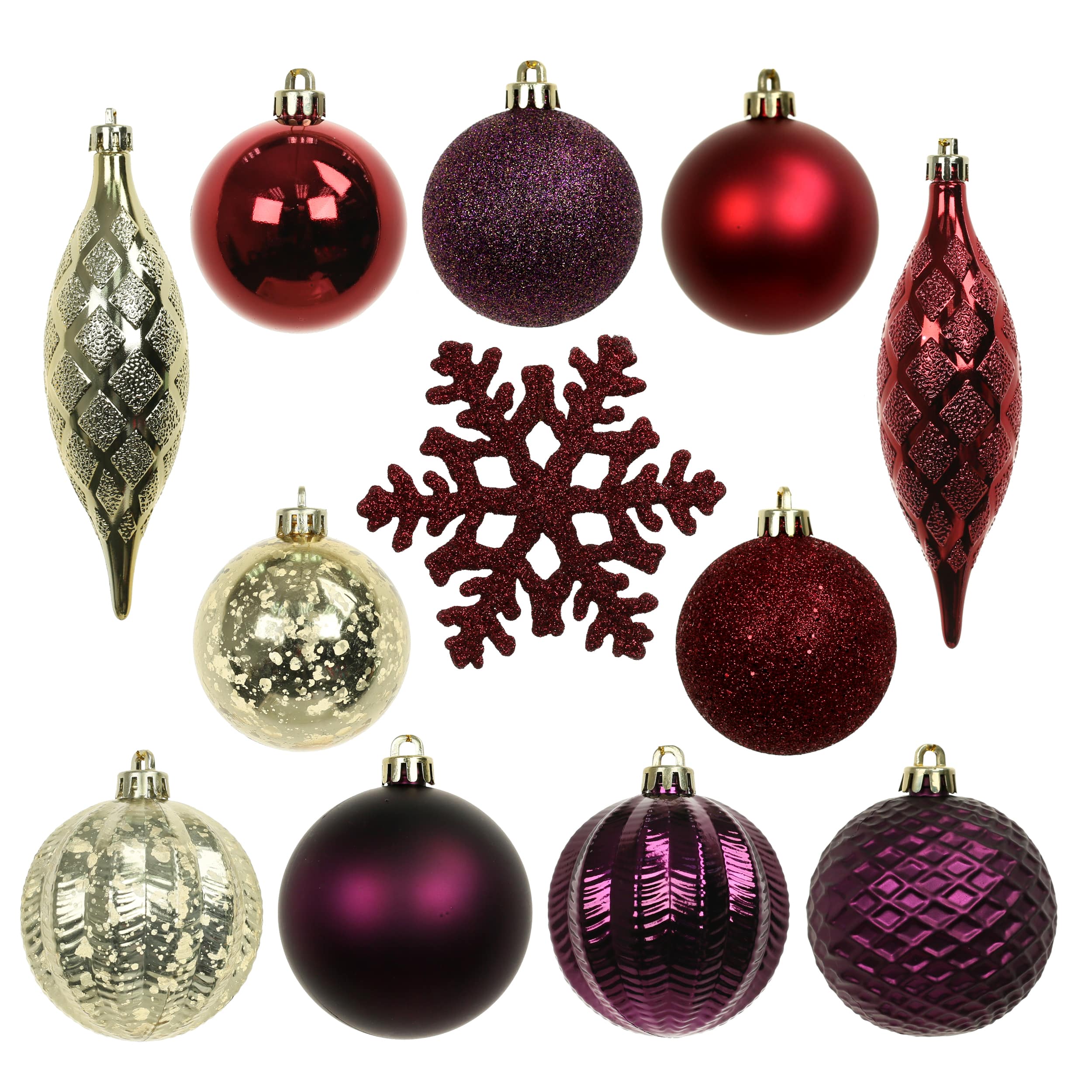 34 Pack Ball, Finial, &#x26; Snowflake Shatterproof Ornaments by Ashland&#xAE;