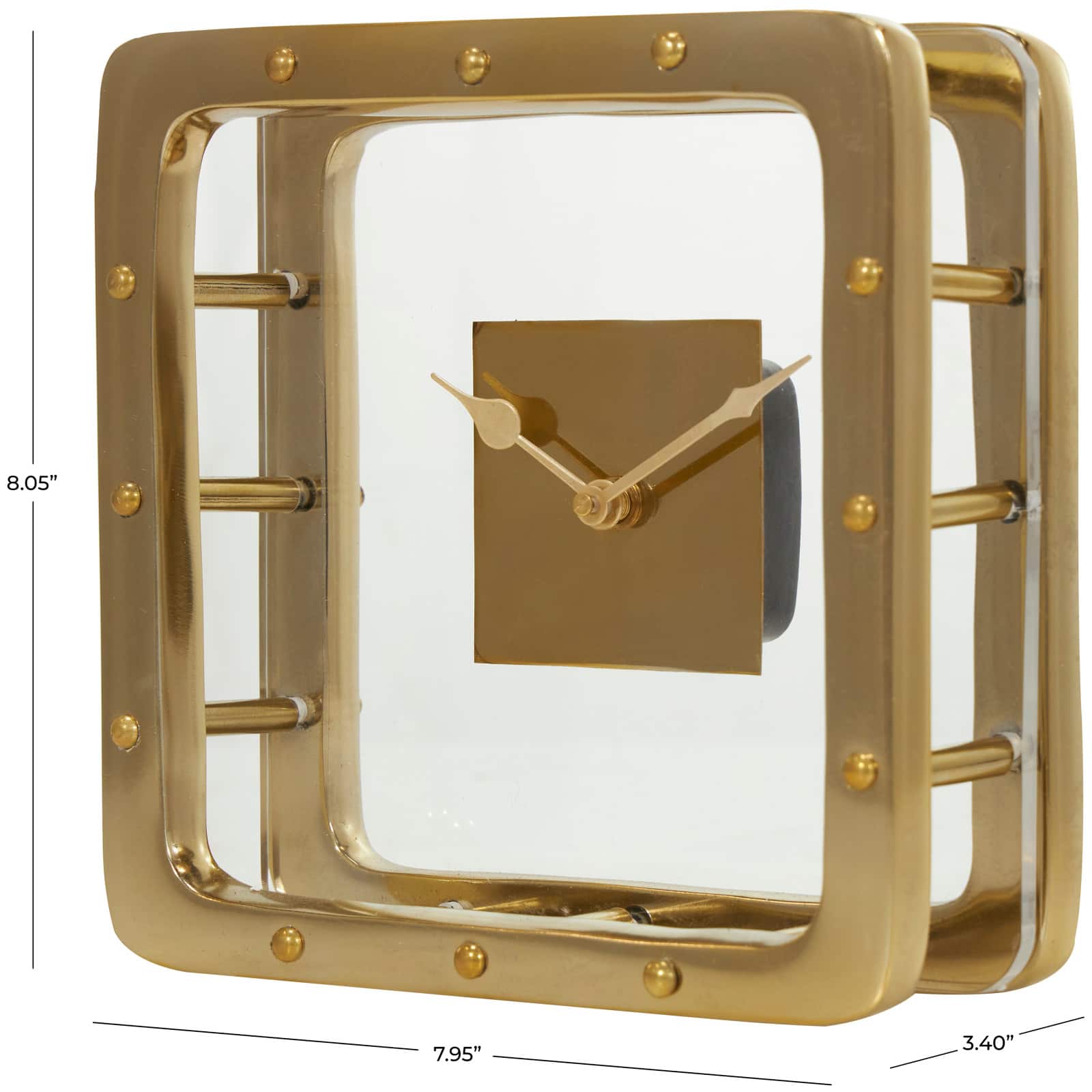 8&#x22; Gold Aluminum Geometric Floating Clock