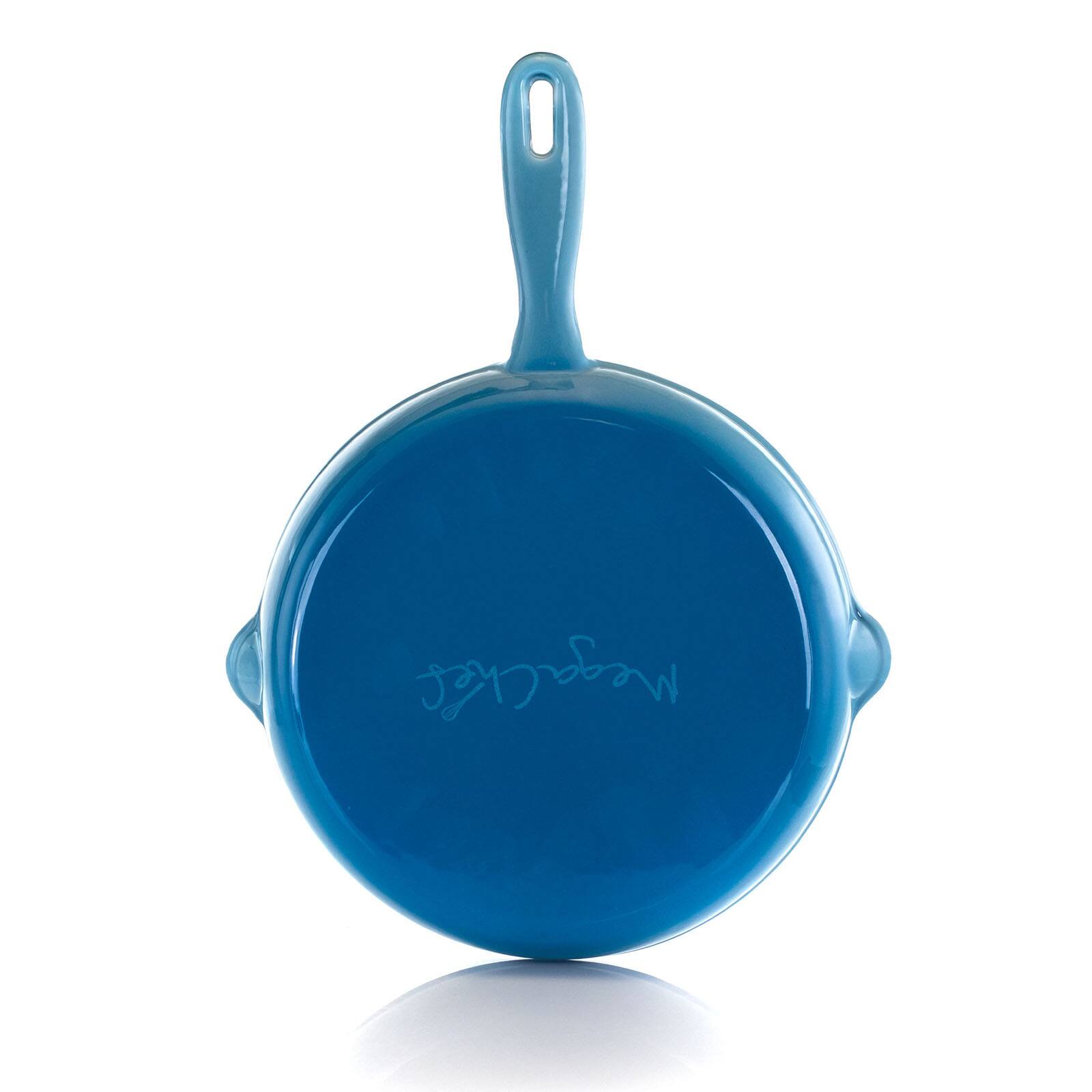MegaChef Round 10.25&#x22; Blue Enameled Cast Iron Skillet