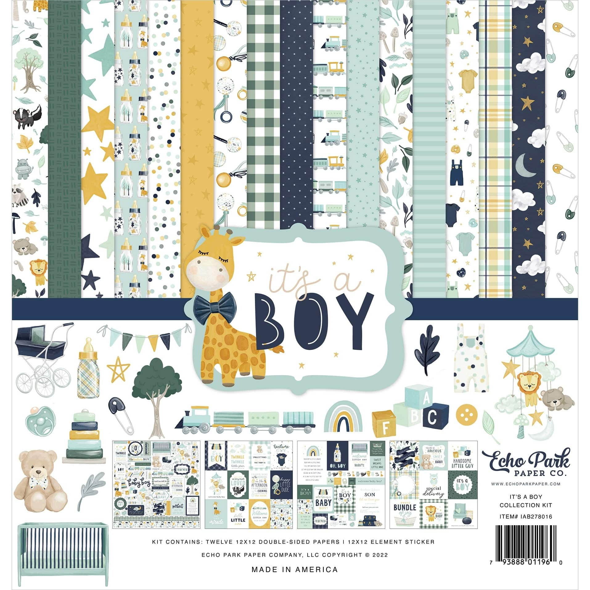 Echo Park&#x2122; Paper Co. It&#x27;s a Boy Paper Craft Collection Kit, 12&#x22; x 12&#x22;