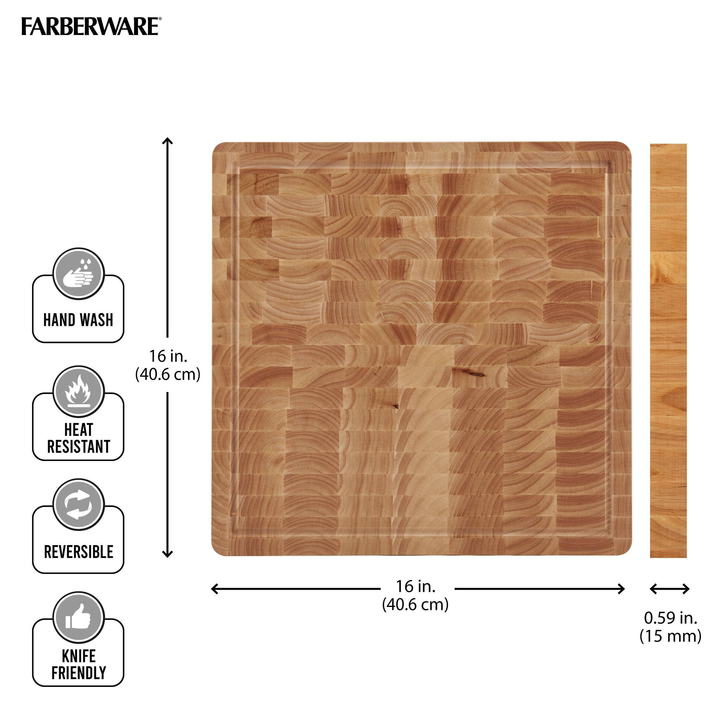 Farberware 16" End Grain Rubberwood Cutting Board