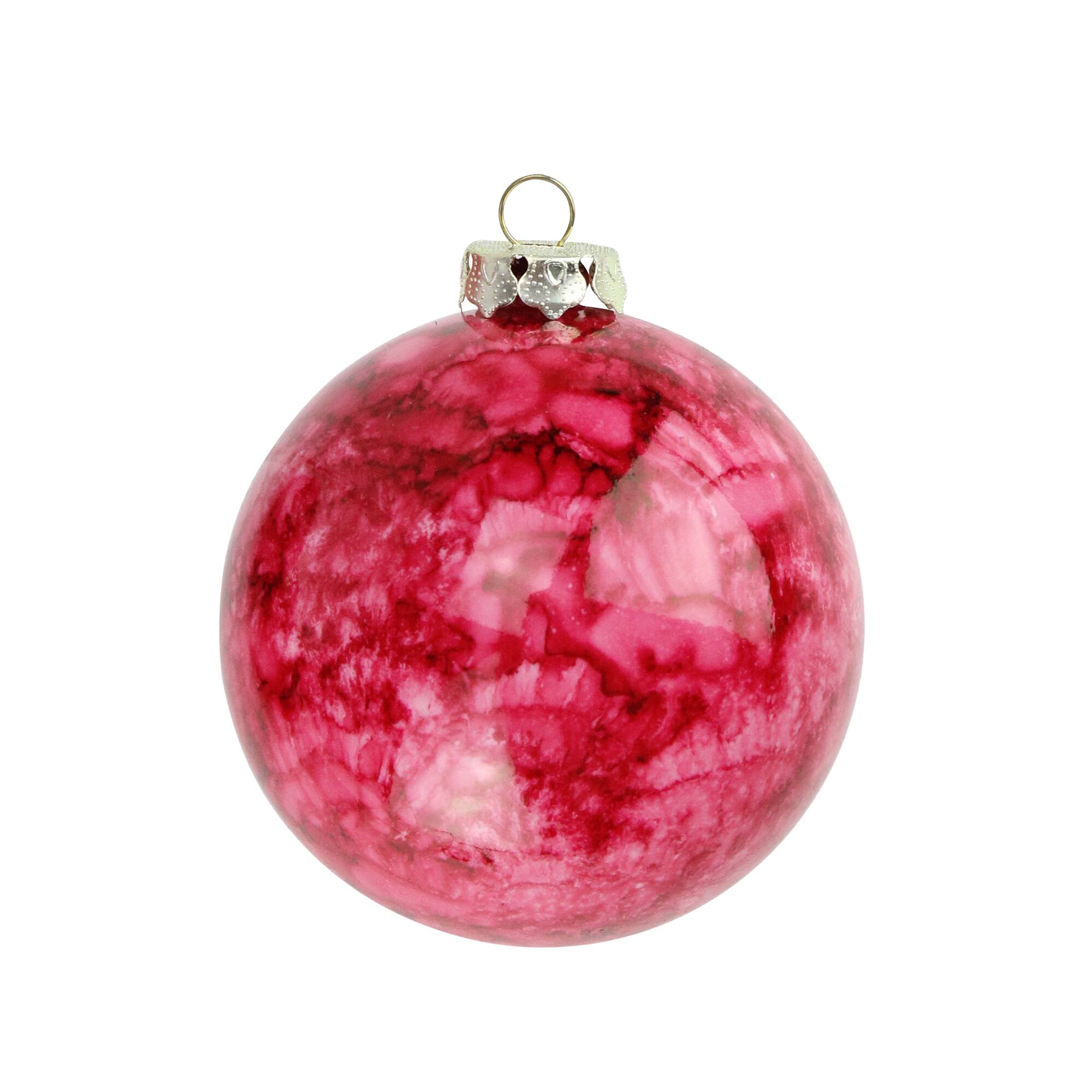 4ct Marbled Crimson Red Shatterproof Ball Ornaments