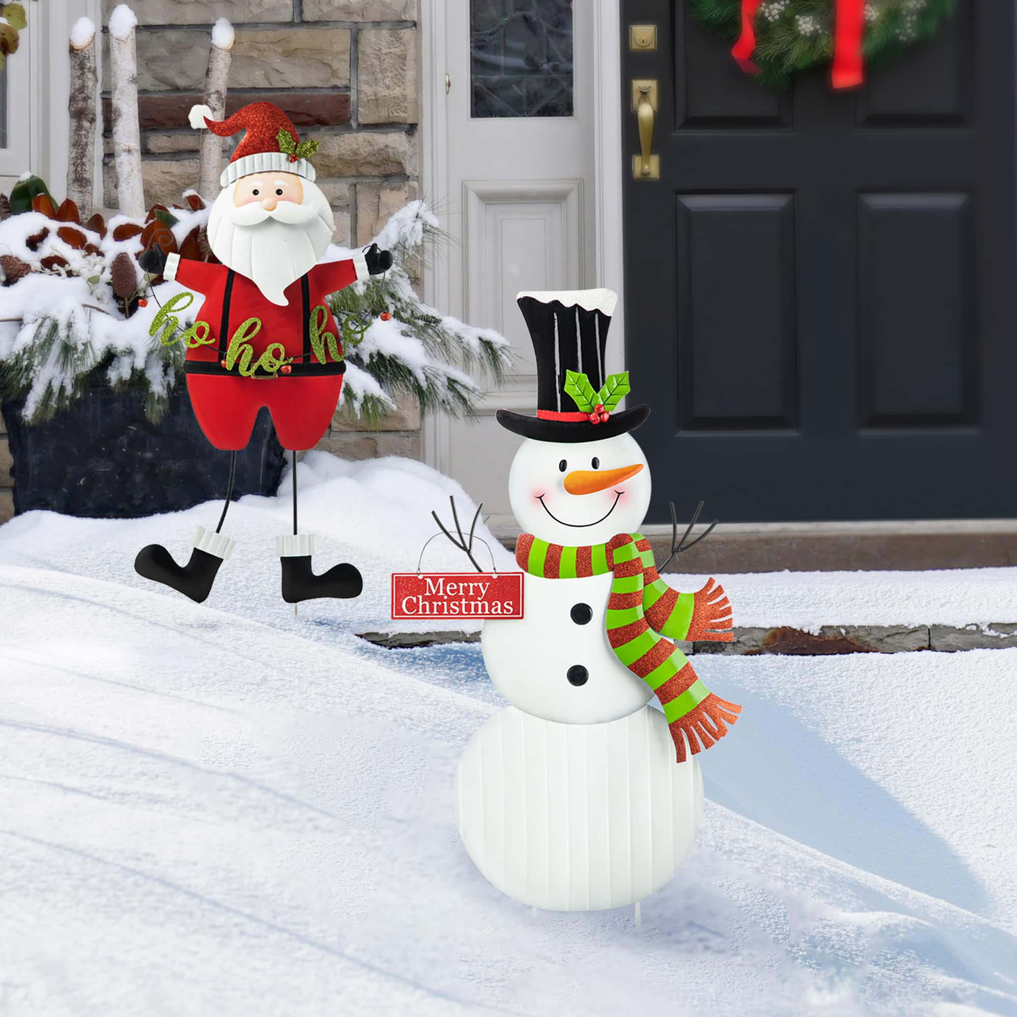 Glitzhome&#xAE; 40&#x22; Metal Snowman Yard Stake