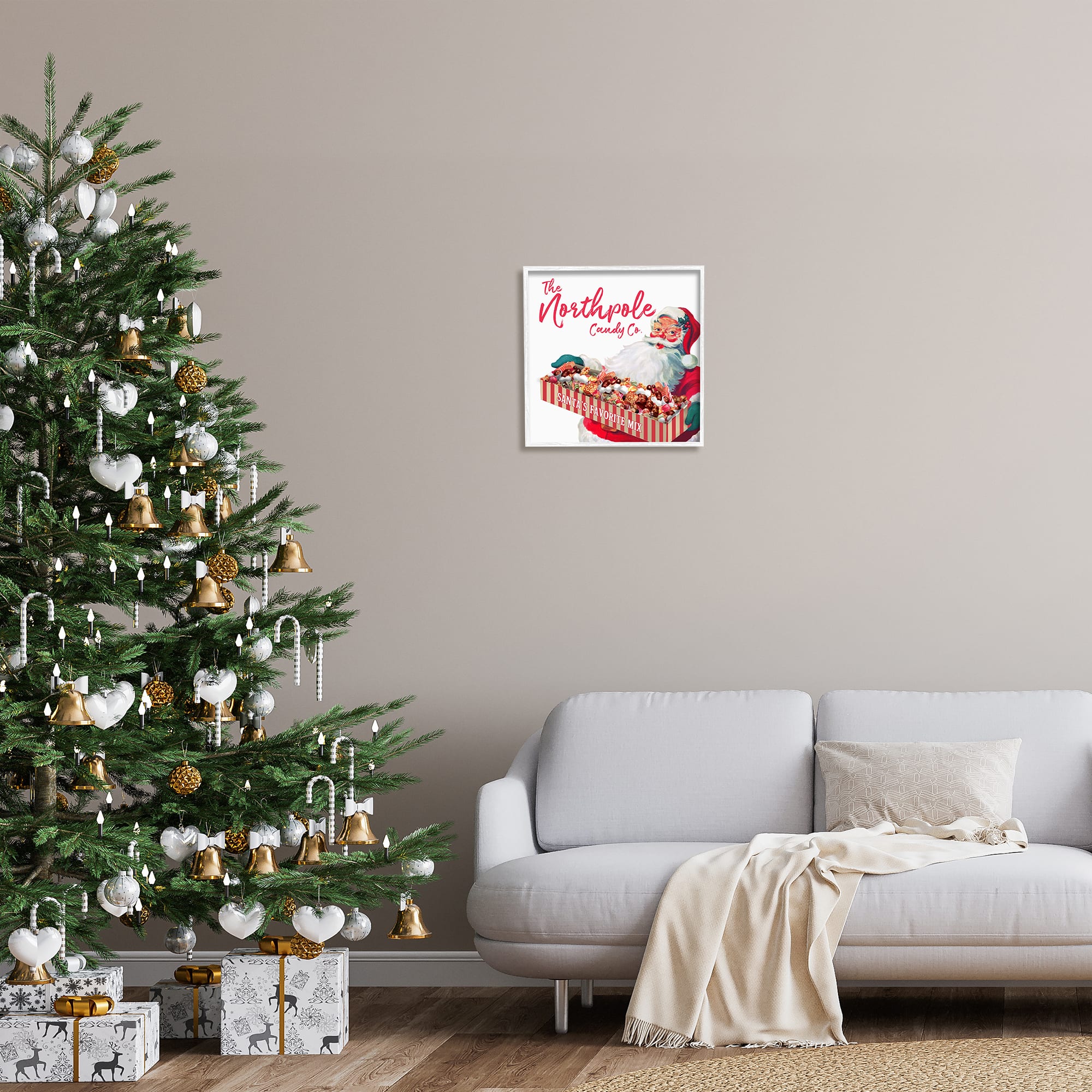 Stupell Industries Vintage Northpole Candy Santa Claus Framed Giclee Art