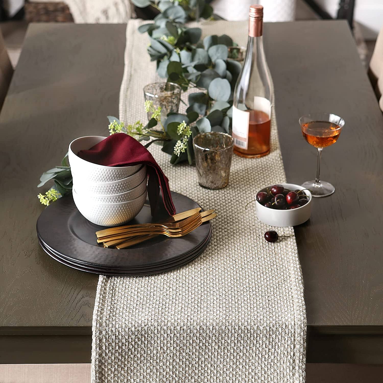 DII&#xAE; 108&#x22; Woven Fringed Table Runner