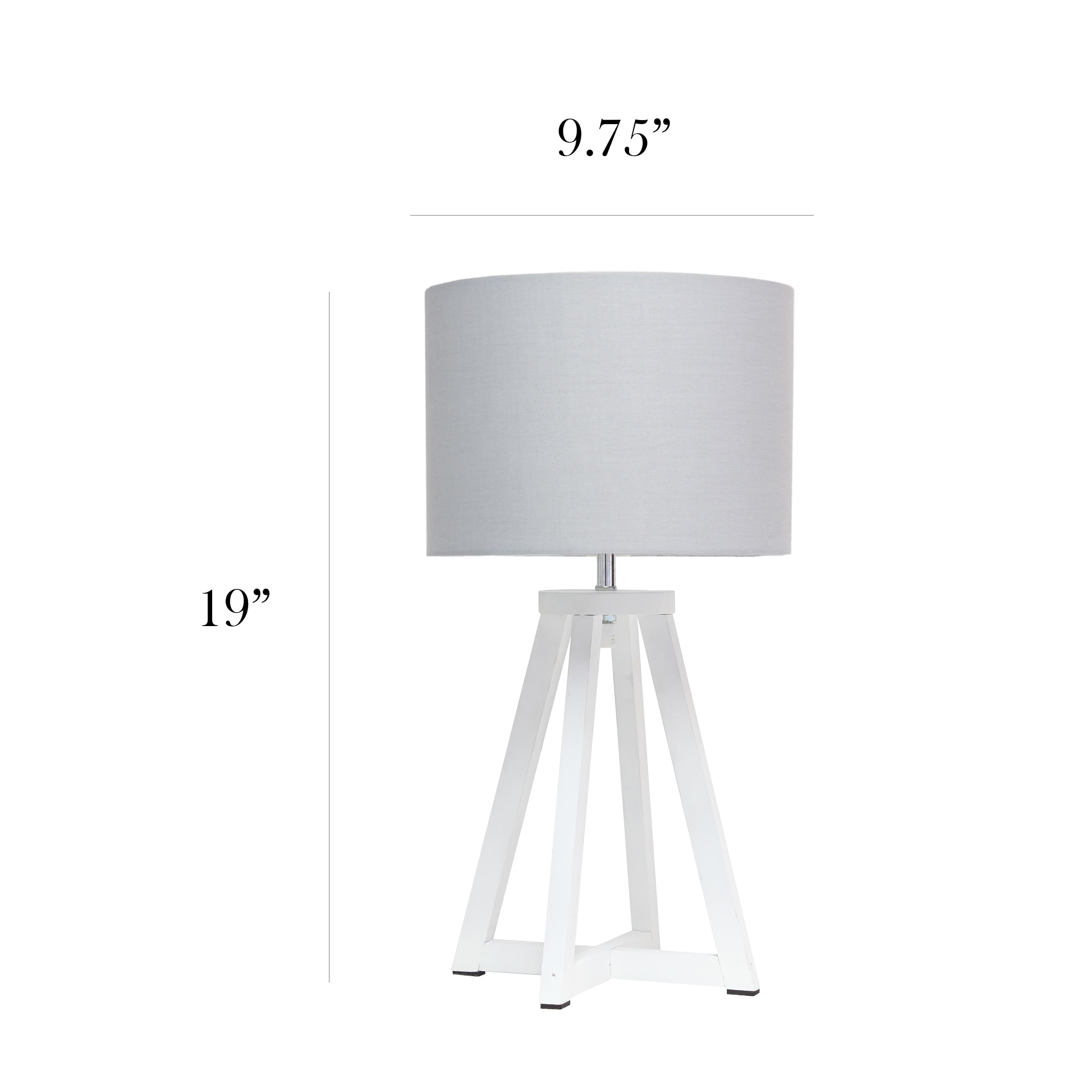 Simple Designs 19" Interlocked Triangular White Wood Table Lamp with Gray Shade