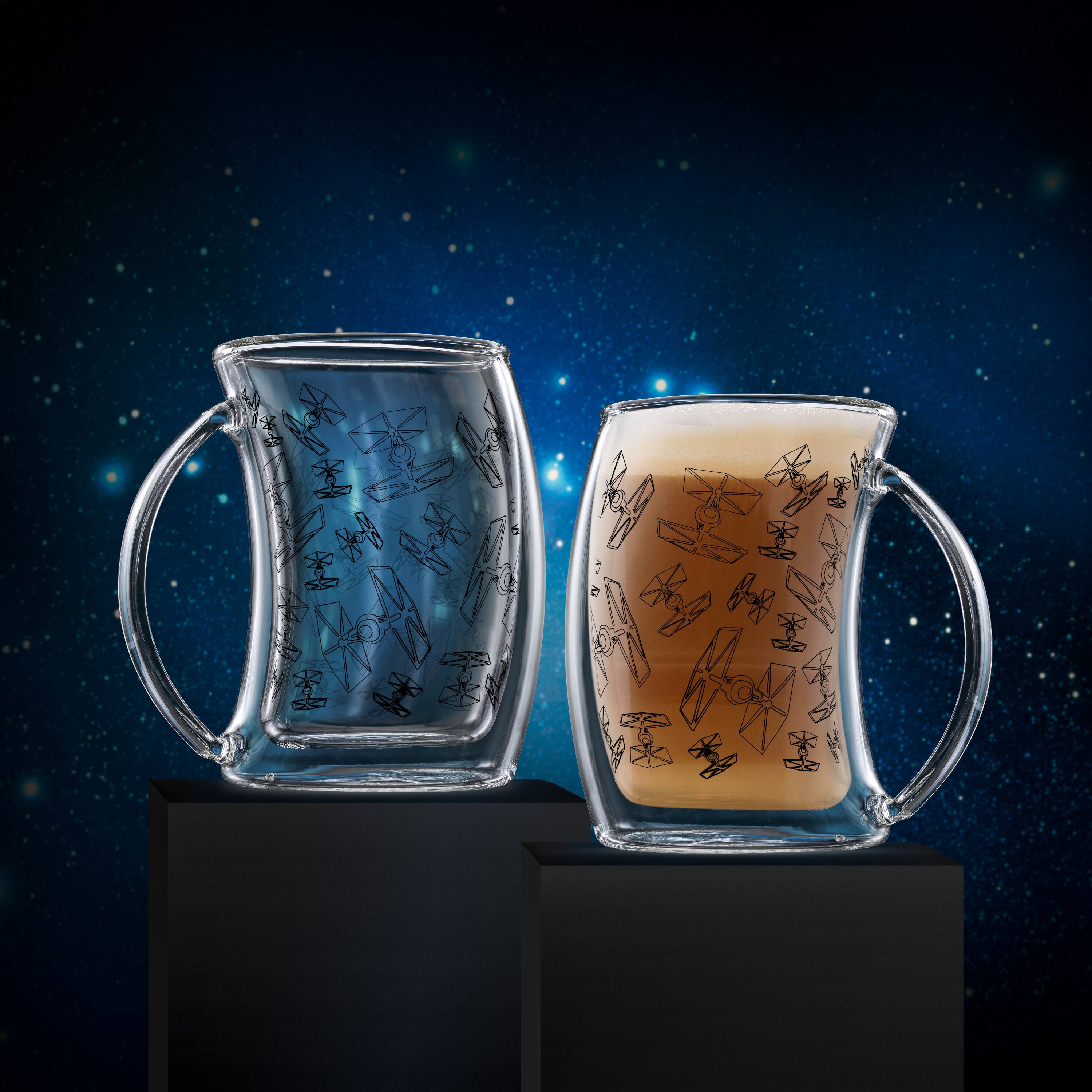 JoyJolt&#xAE; Star Wars&#x2122; TIE Fighter&#x2122; 10oz. Double Wall Glass Mugs, 2ct.