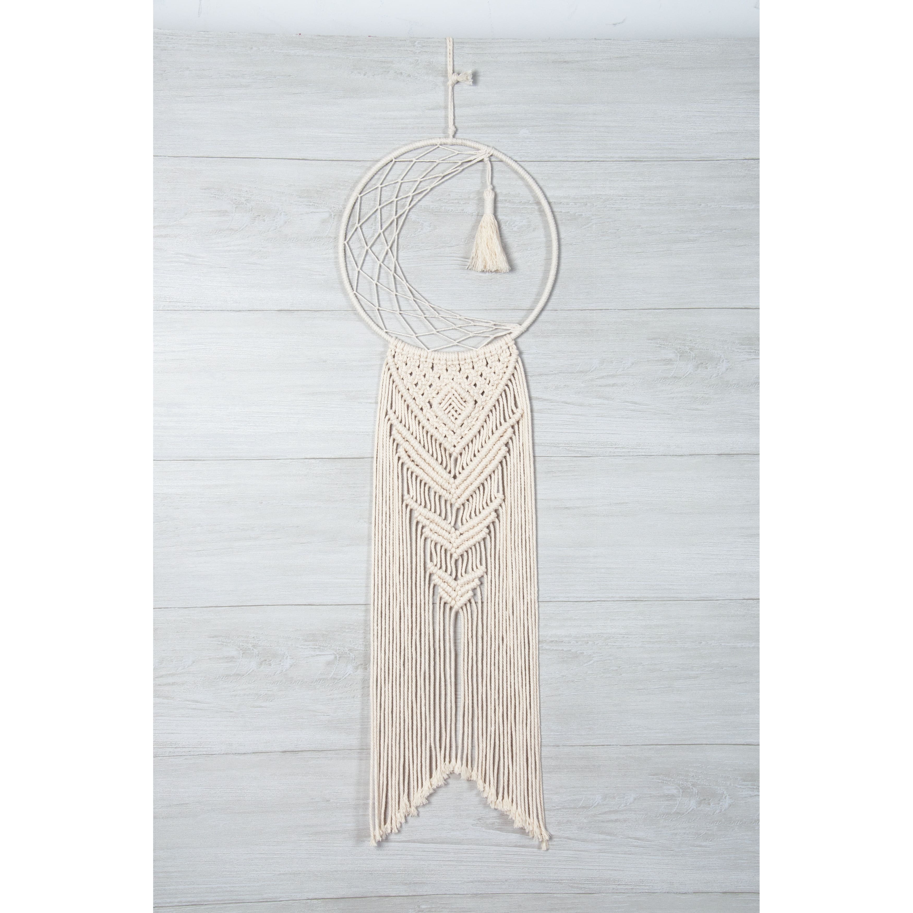 Solid Oak Make-ram&#xE9;&#x2122; Moon Dreamcatcher Macram&#xE9; Hanging Kit