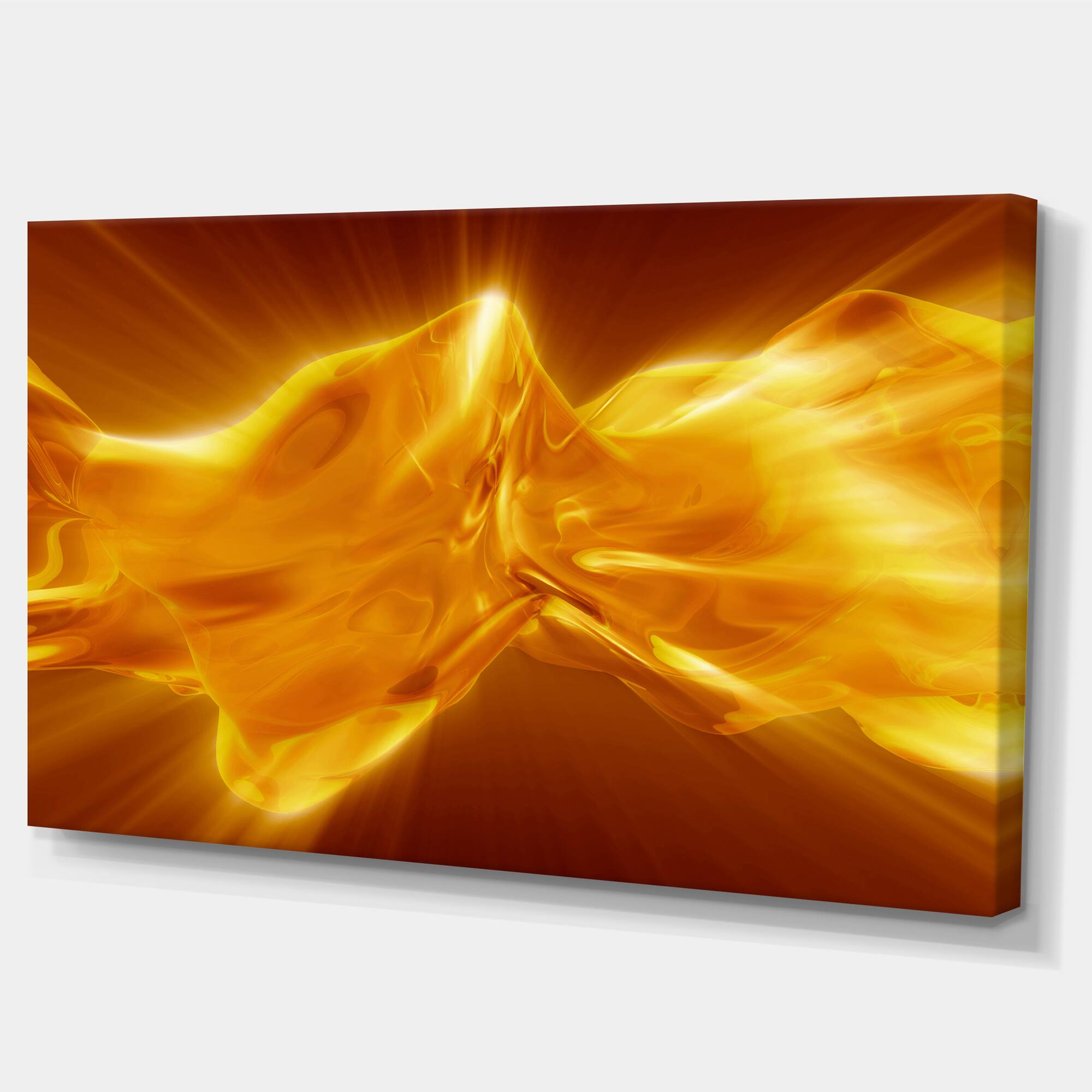 Designart - Plasmas and Liquid With Fiery Shine - Abstract Canvas Wall Art Print