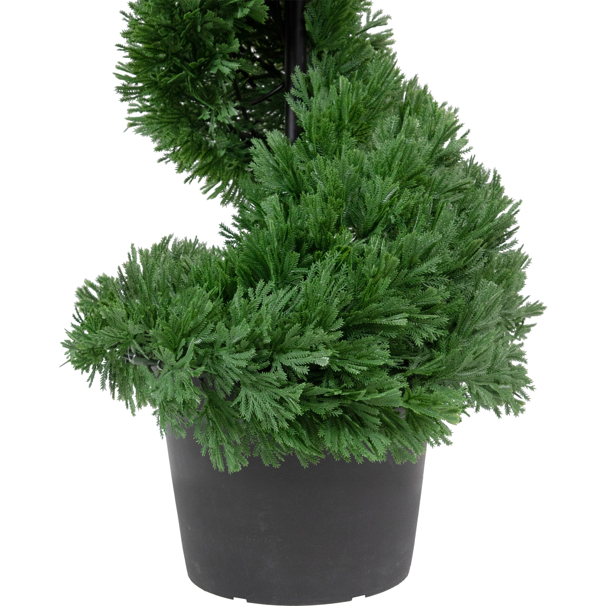 4ft. Unlit Artificial Cedar Spiral Topiary Tree in Black Pot