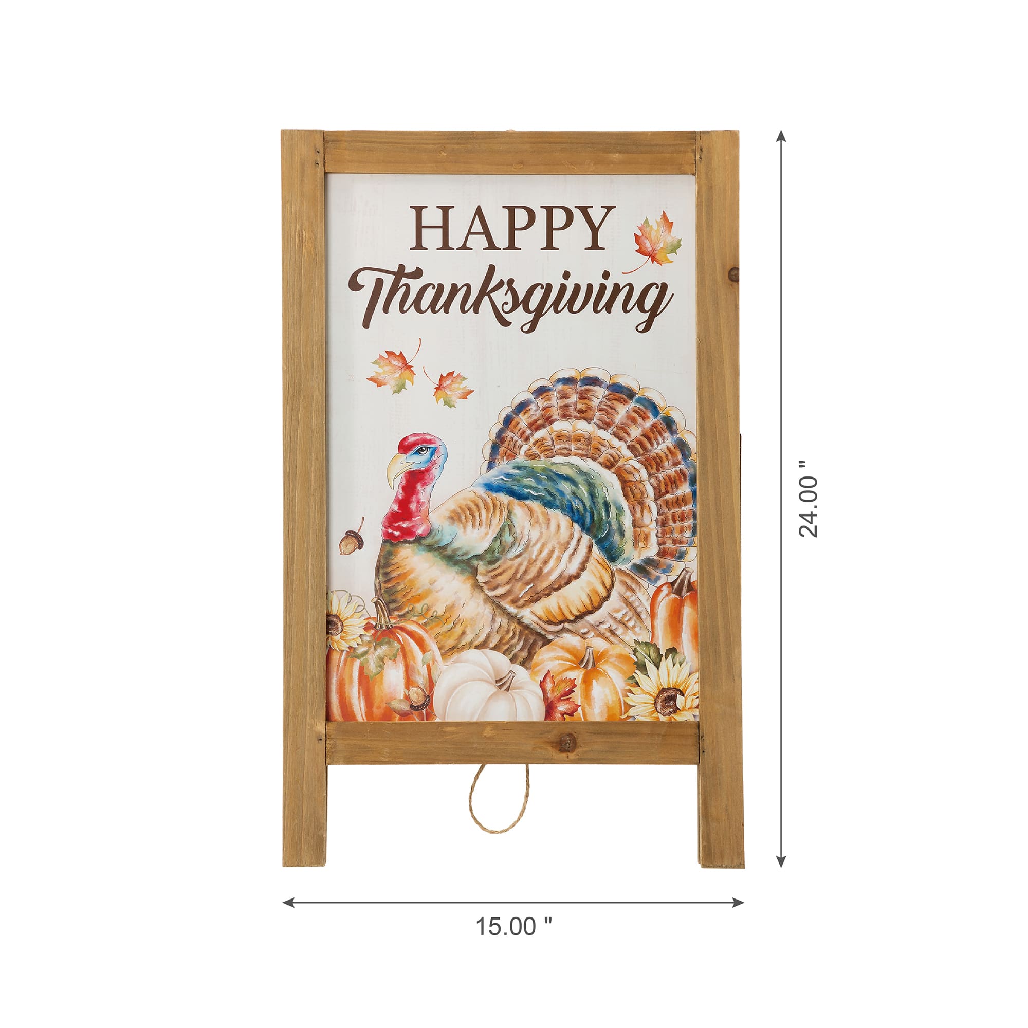 Glitzhome&#xAE; 24&#x22; Thanksgiving Turkey Easel Porch Sign