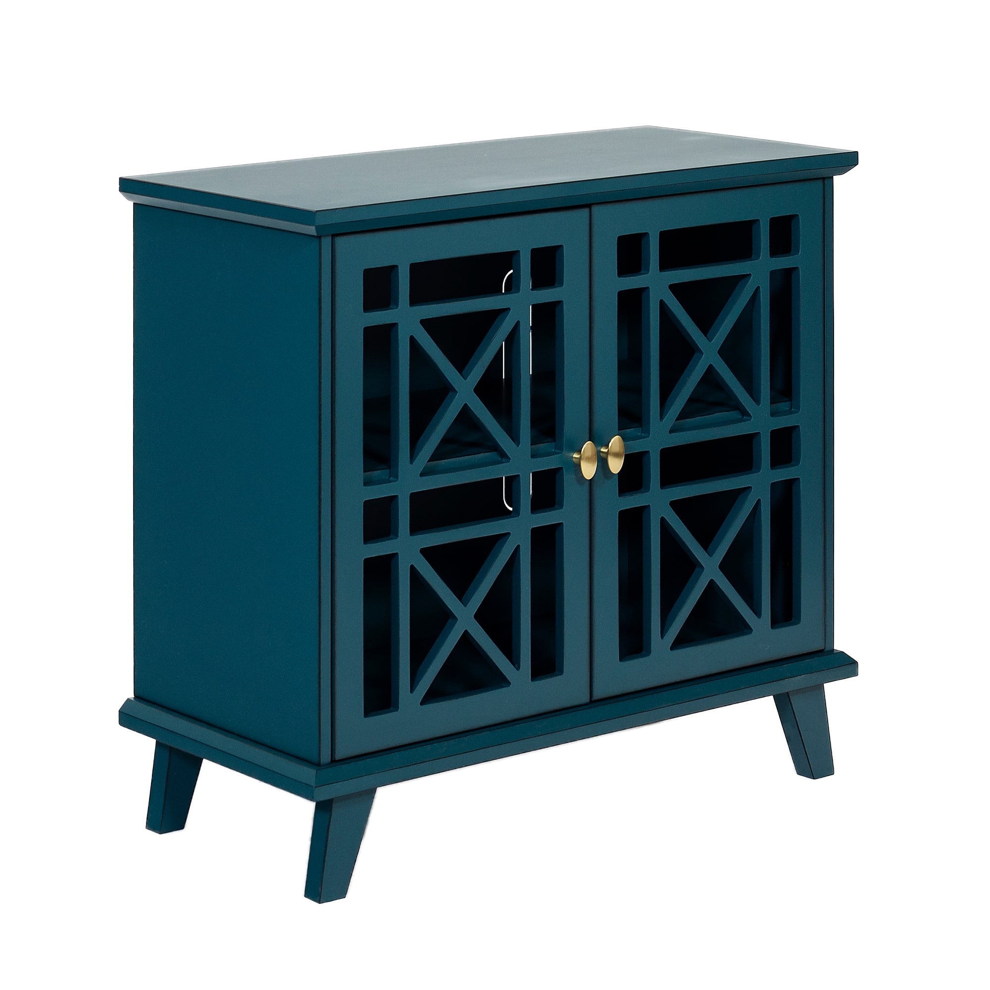 Walker Edison 32&#x22; Blue Fretwork Accent Storage Cabinet