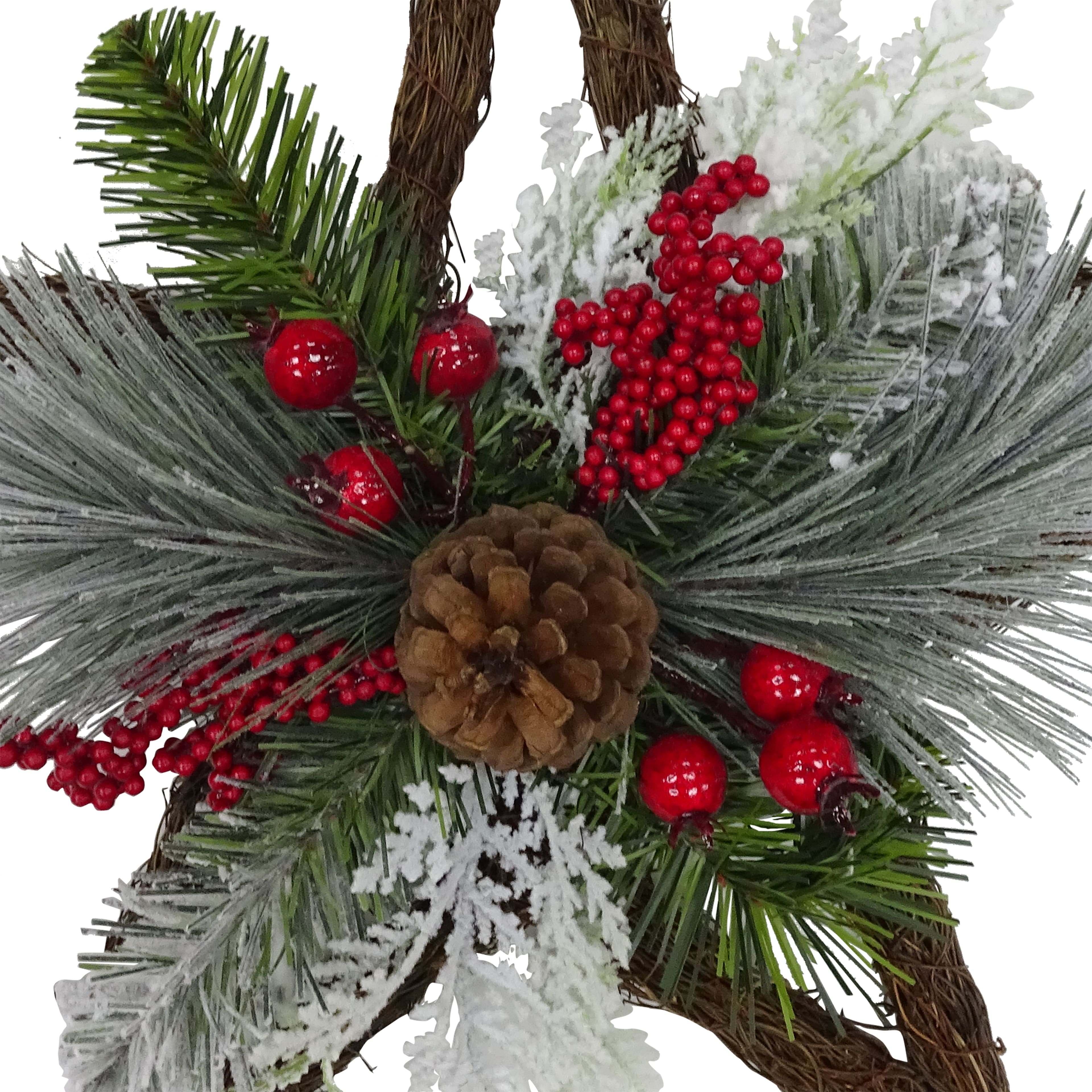 16&#x22; Red Berry &#x26; Flocked Pine Grapevine Star by Ashland&#xAE;