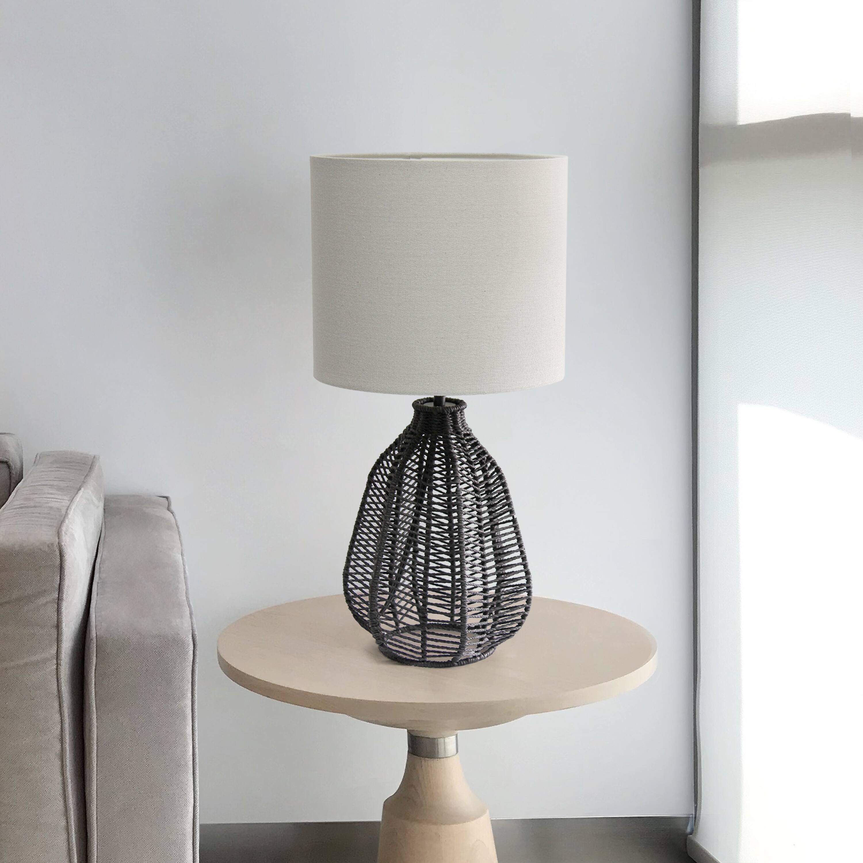 Lalia Home 21&#x22; Rattan Paper Rope Table Lamp with Shade