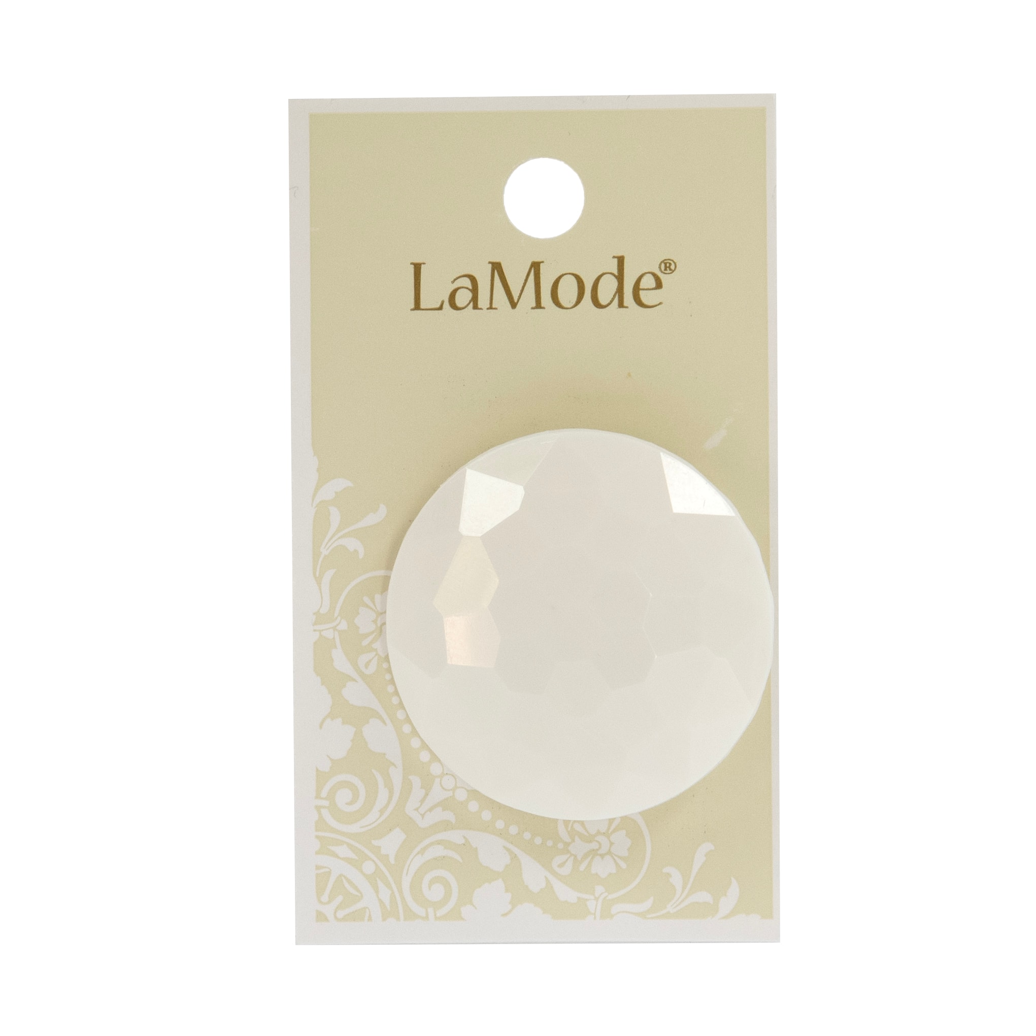 LaMode&#xAE; 1.5&#x22; White Faceted Shank Button