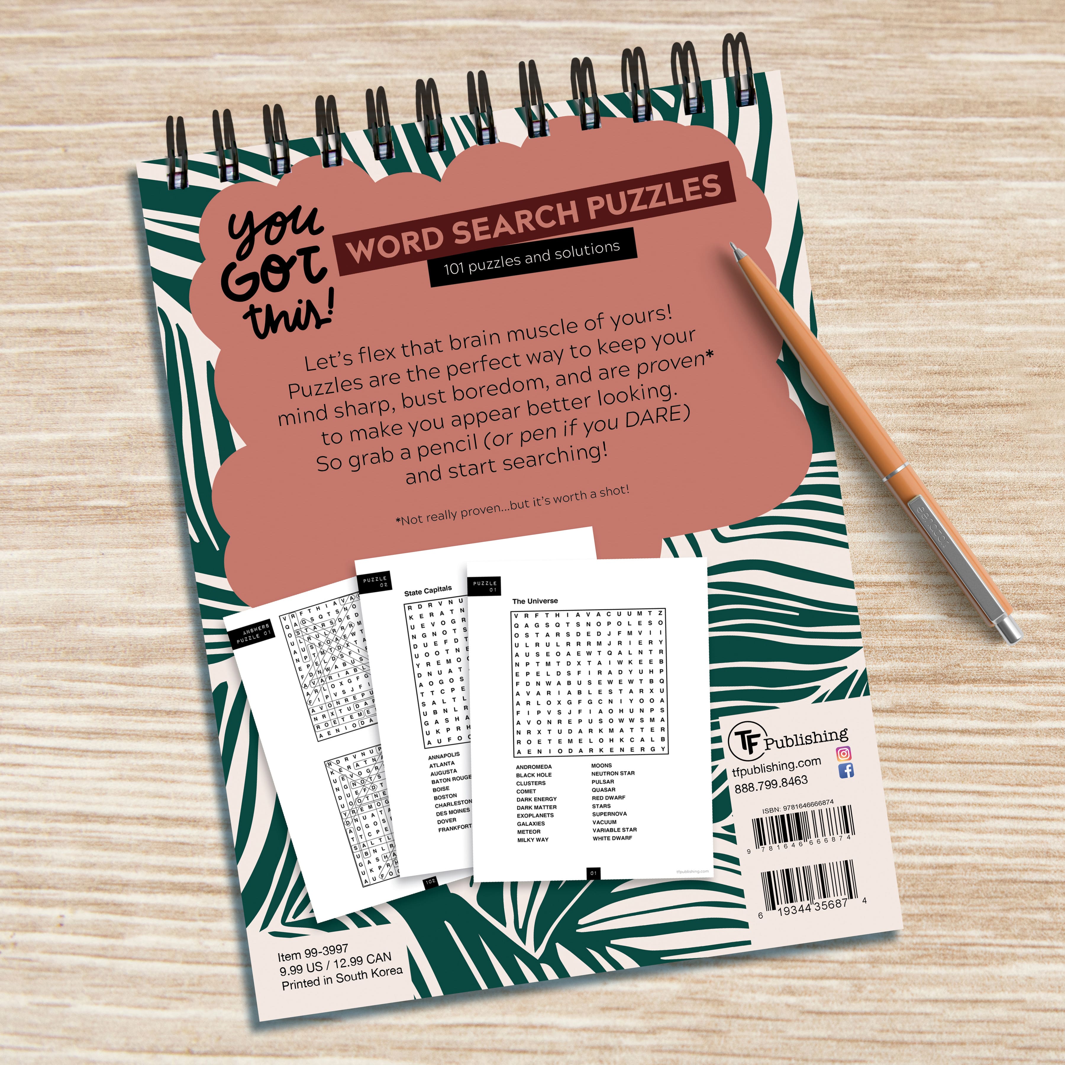 TF Publishing You Got This Word Search Book Spiral Puzzle Pad