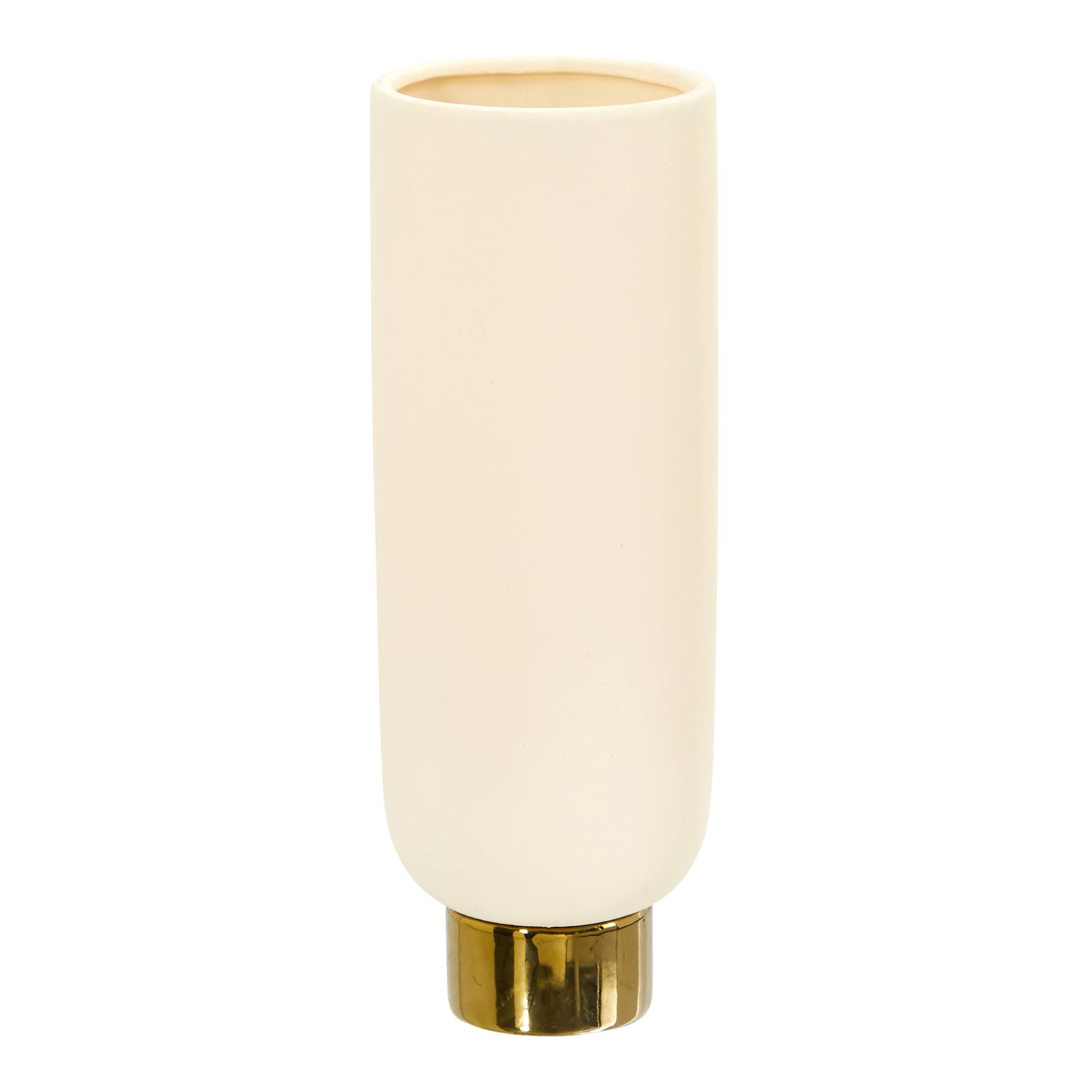 12.75" Elegance Ceramic Cylinder Vase with Gold Accents