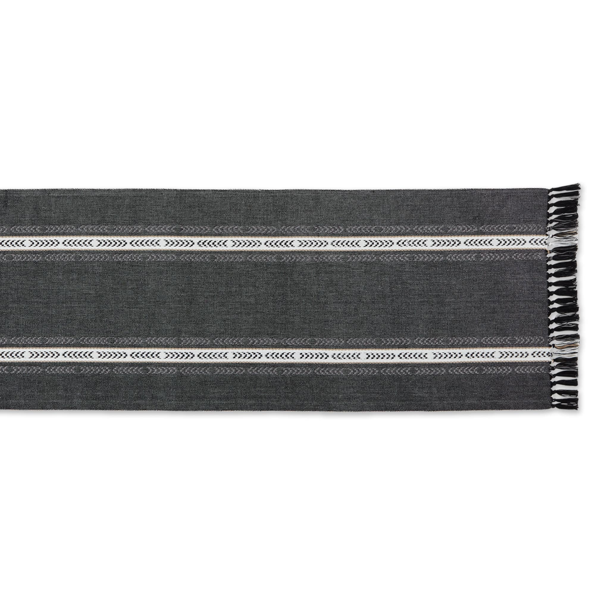 DII® 108" Dobby Striped Fringe Ribbed Table Runner