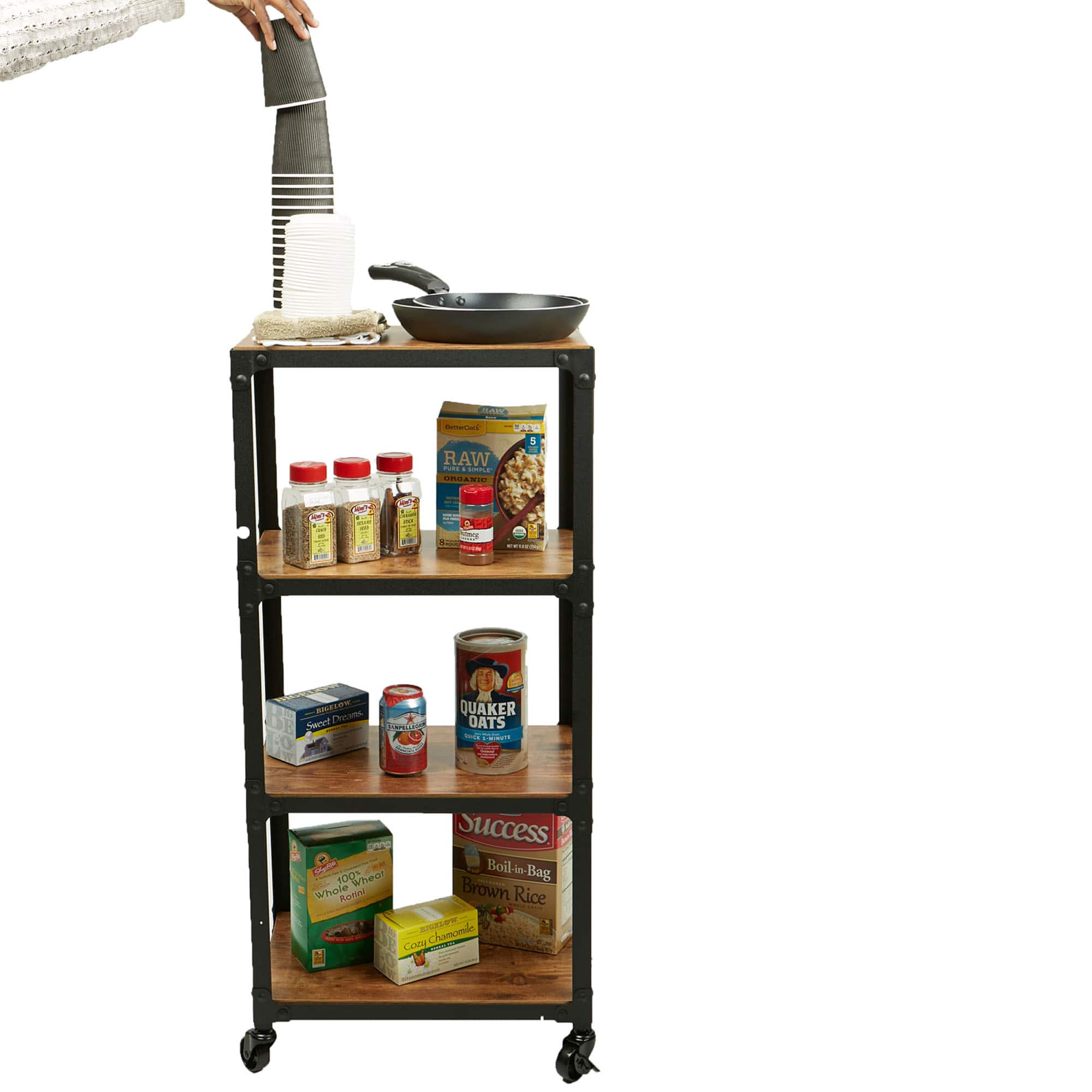 Mind Reader 39.2&#x22; Brown &#x26; Black 4-Tier Rolling Bar Cart