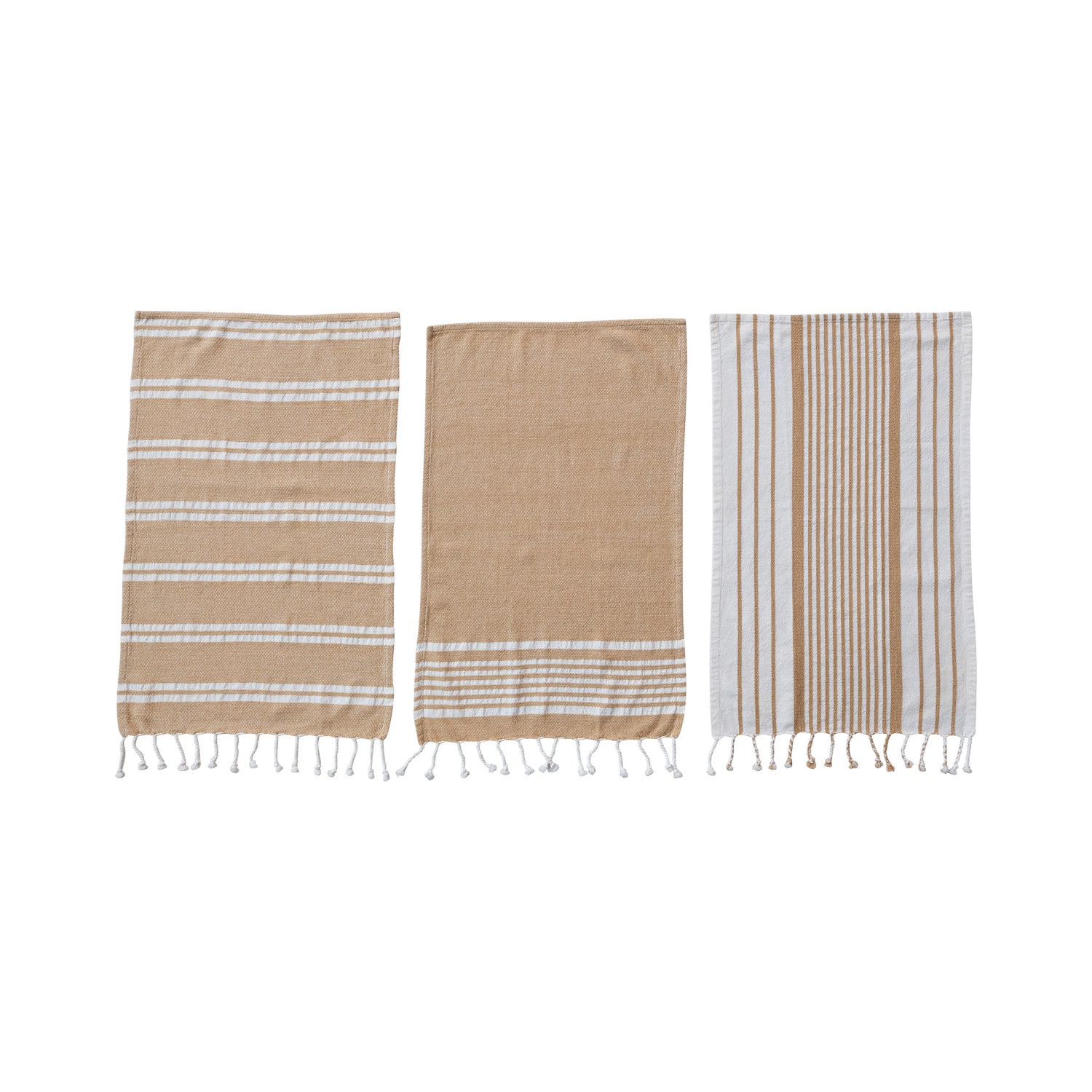 Hello Honey&#xAE; Tan &#x26; White Cotton Tea Towels, 3ct.