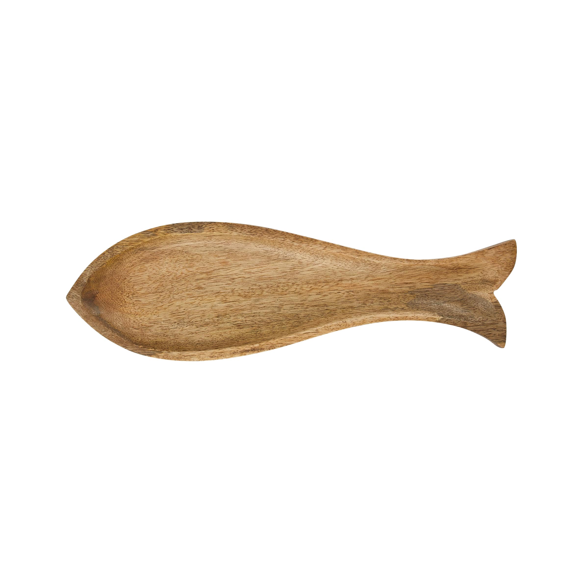 15.5&#x22; Natural Carved Wood Fish Shaped Plate
