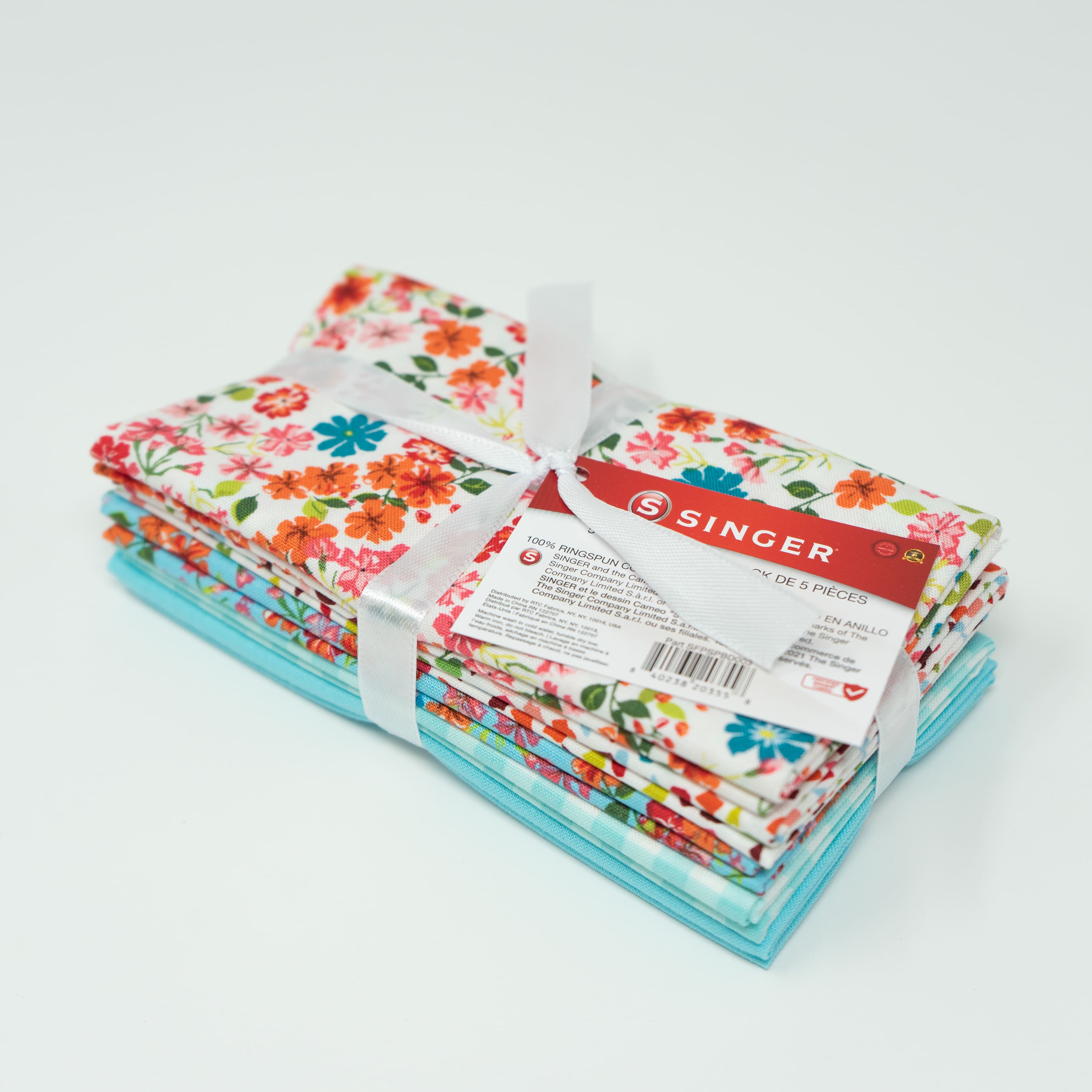 SINGER Perfect Teal Floral Cotton Fabric Bundle