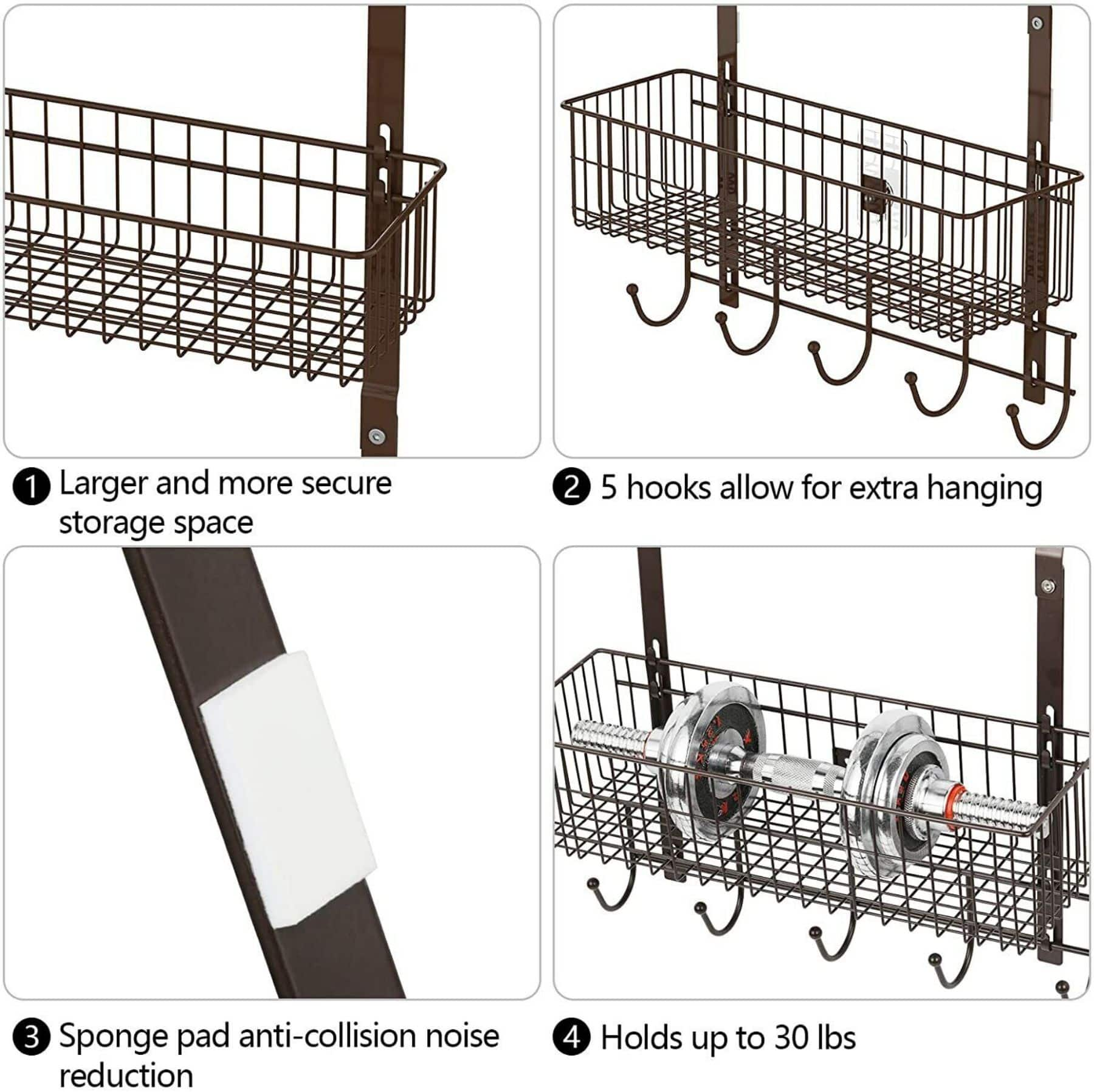 NEX&#x2122; Brown Over The Door Hanging Organizer Rack