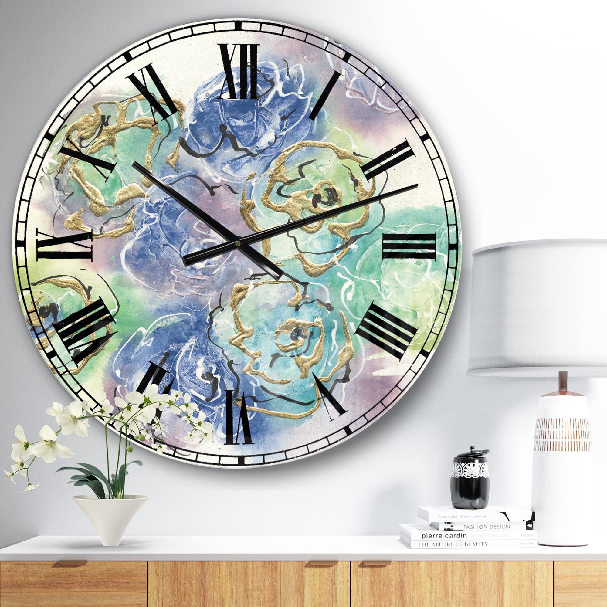 Designart Pastel Floral Composition II Wall Clock
