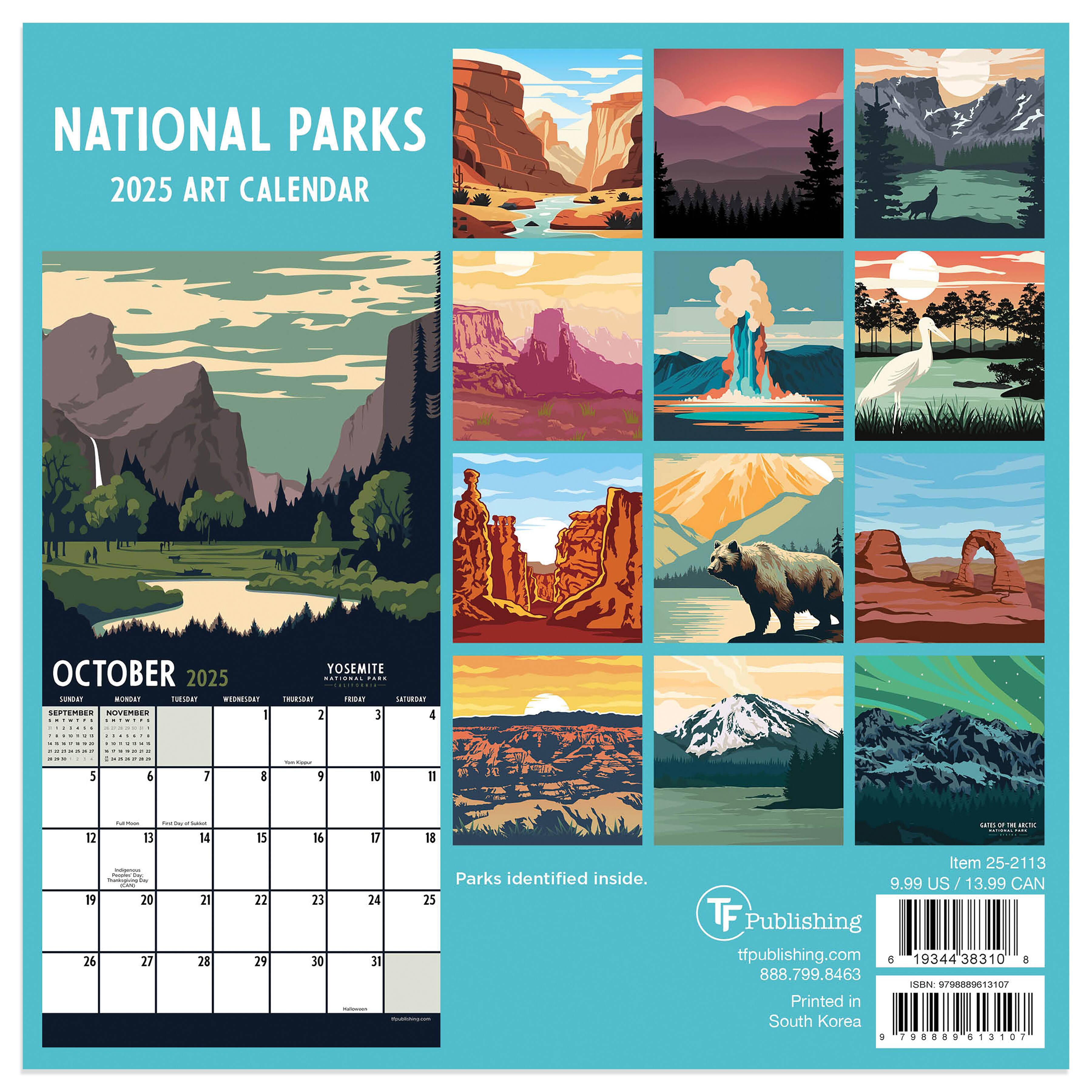 TF Publishing 2025 National Parks Art Mini Calendar