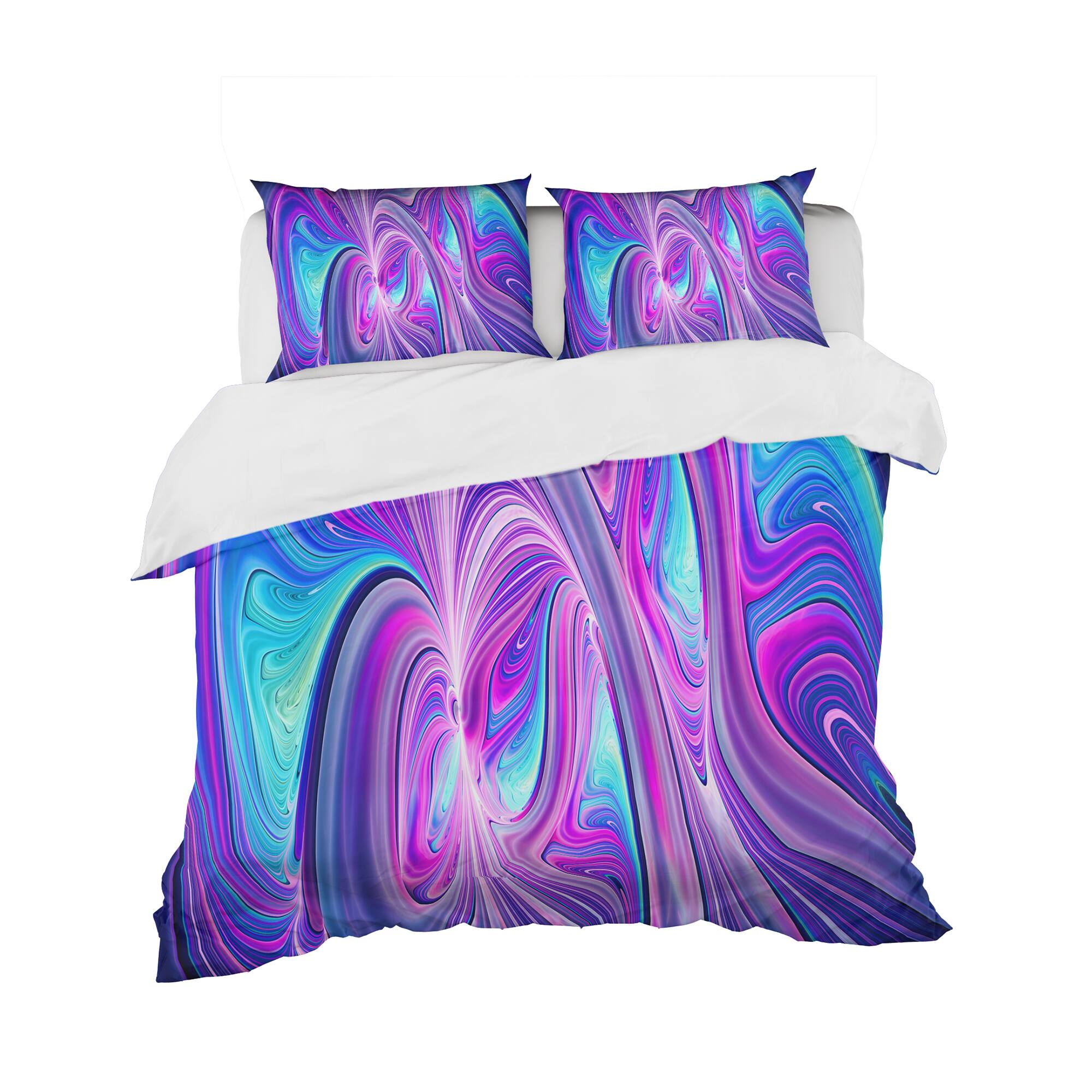 Designart &#x27;Purple and Blue Wonder&#x27; Modern &#x26; Contemporary Bedding Set - Duvet Cover &#x26; Shams
