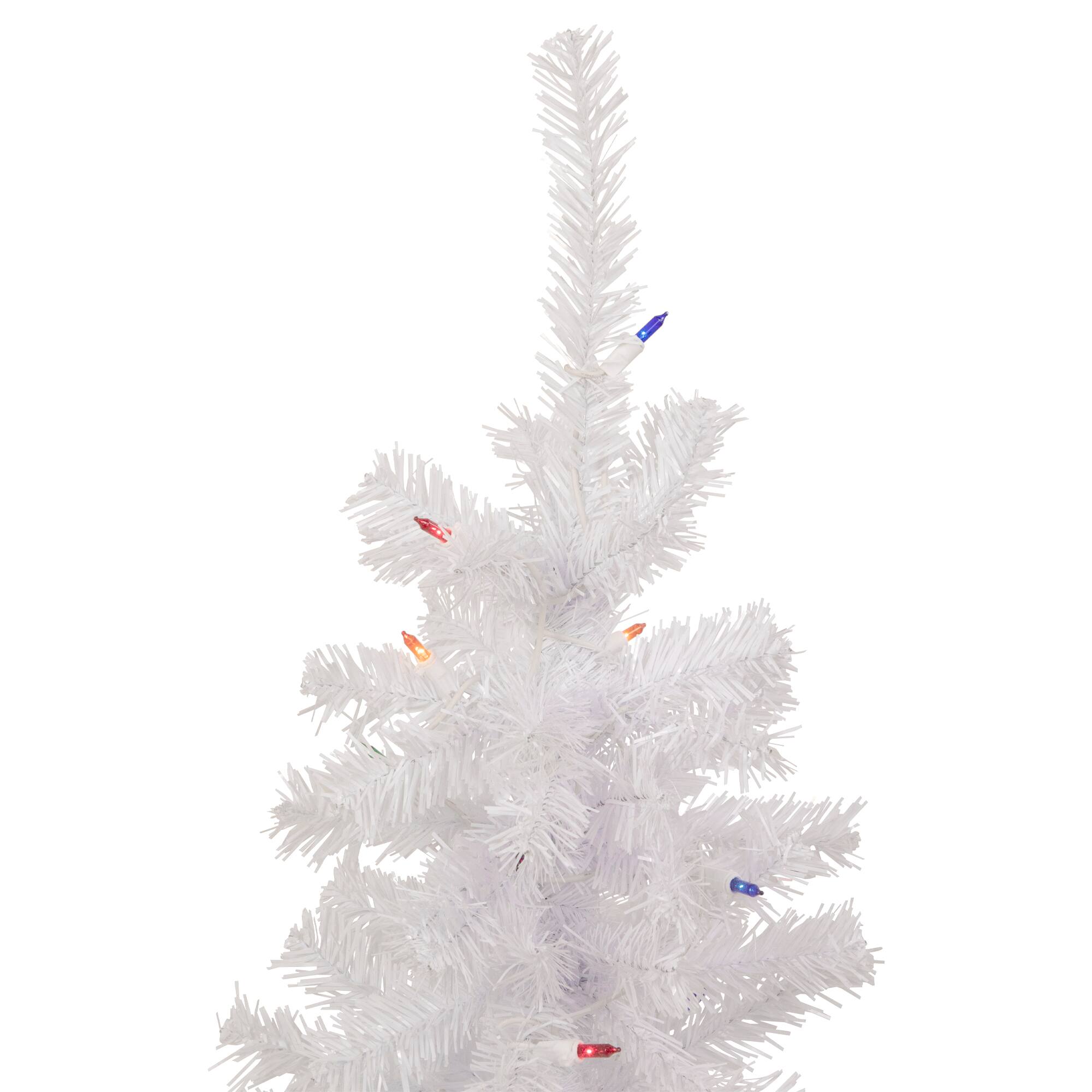 3ft. Pre-Lit Woodbury White Pine Slim Artificial Christmas Tree, Multicolor Lights