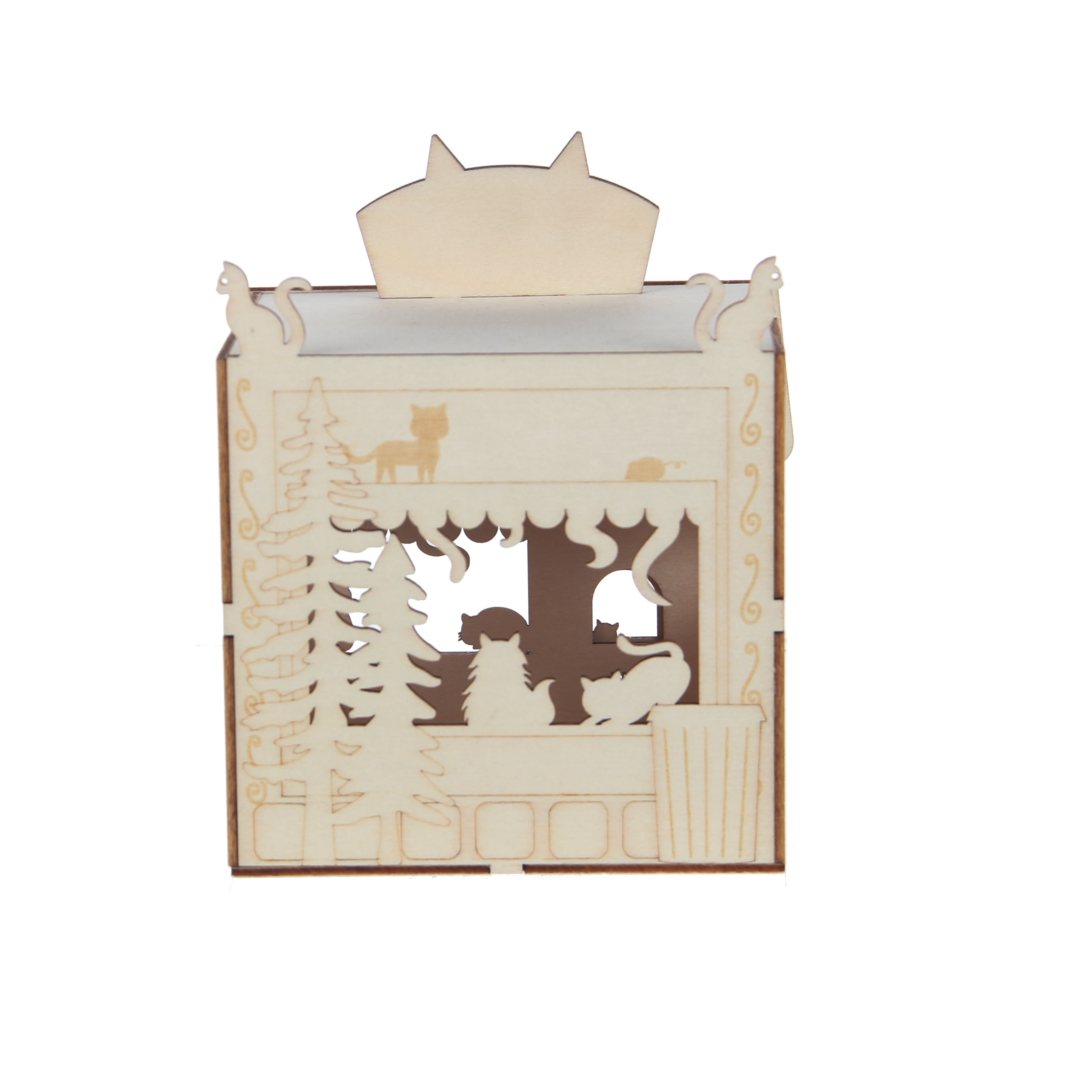 6.75" DIY Village Cat Cafe LED Wood Décor by Make Market®