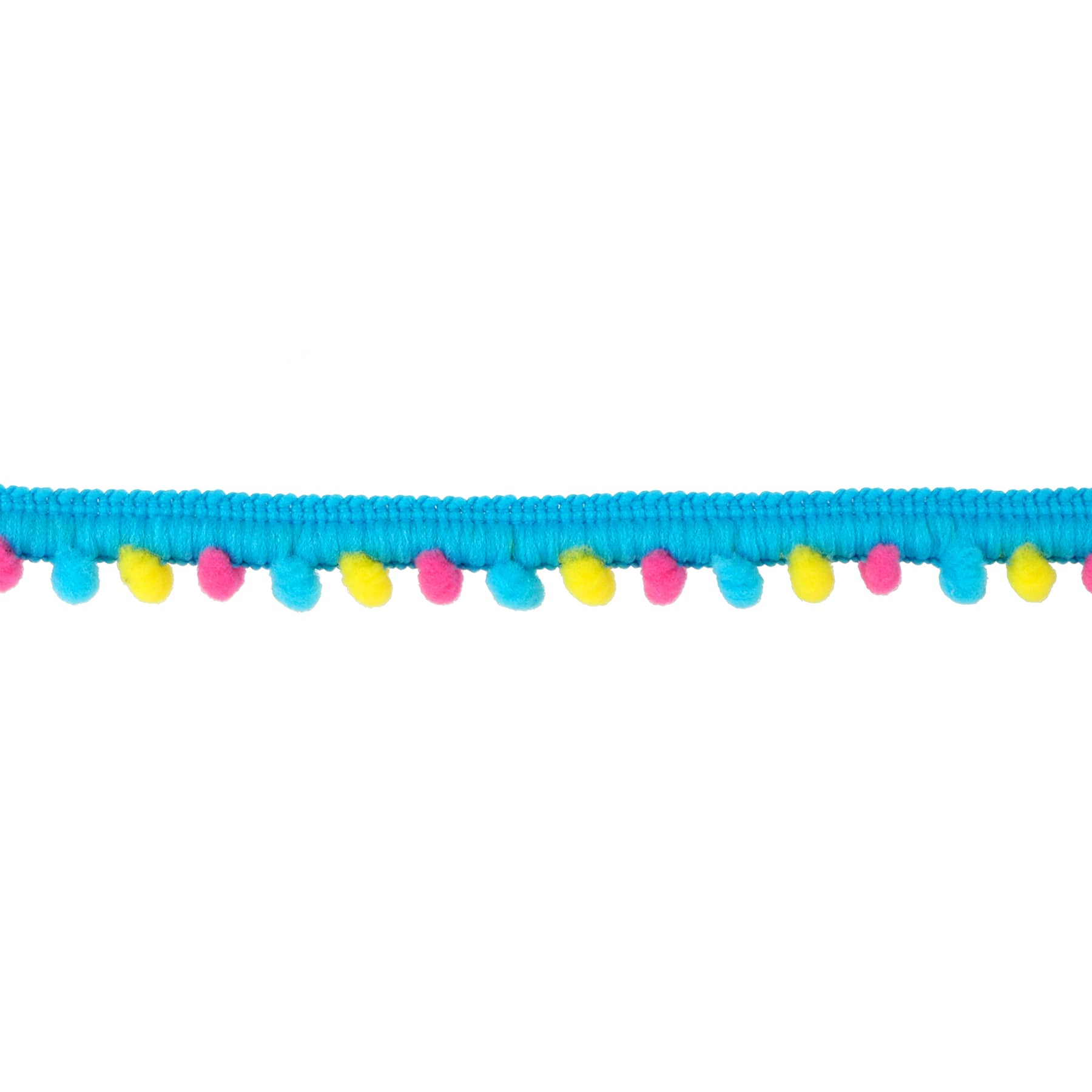 3/8&#x22; Blue Multicolor Pom Pom Trim Ribbon by Celebrate It&#xAE;